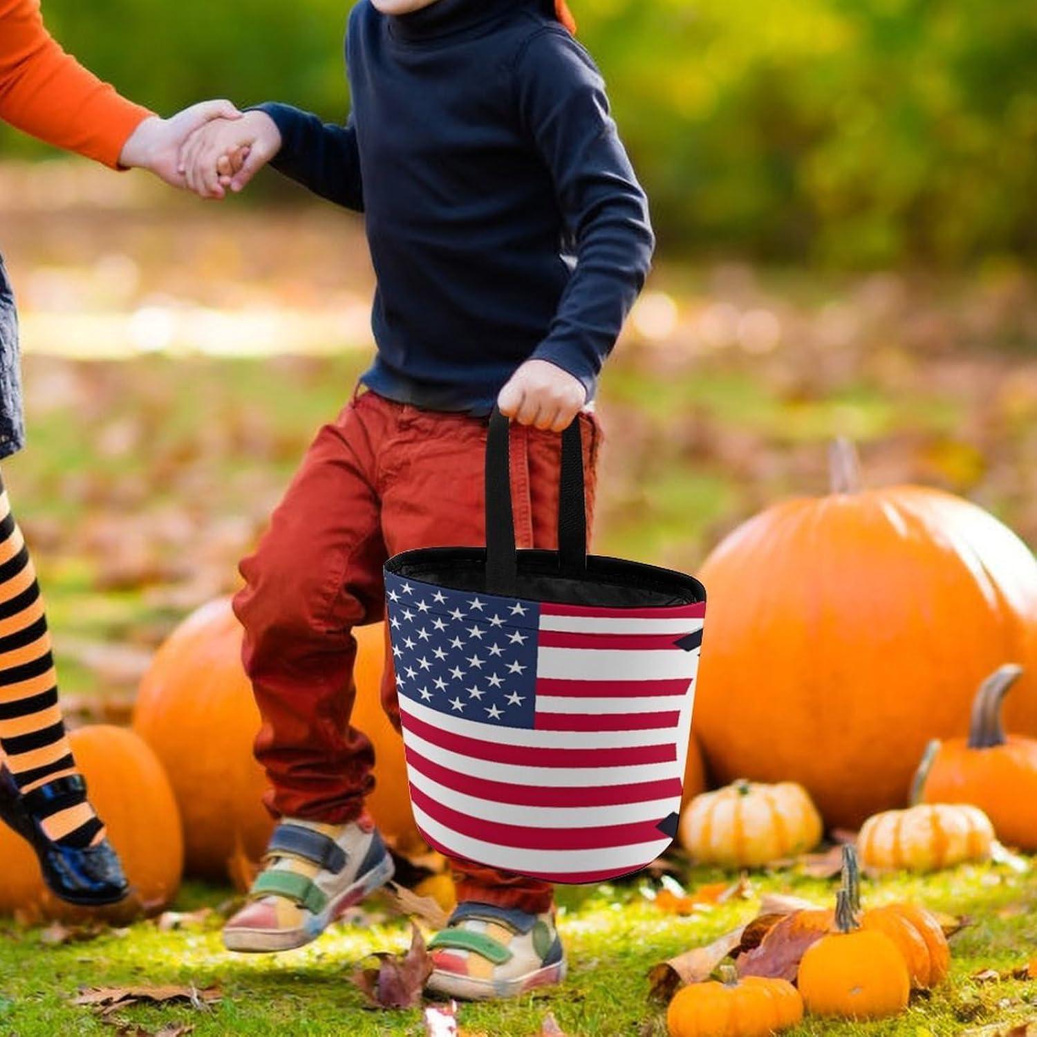Korea South U.S. Friendship Flag Halloween Treat Bag Reusable Candy Basket Tote Goody Bags Gift Party