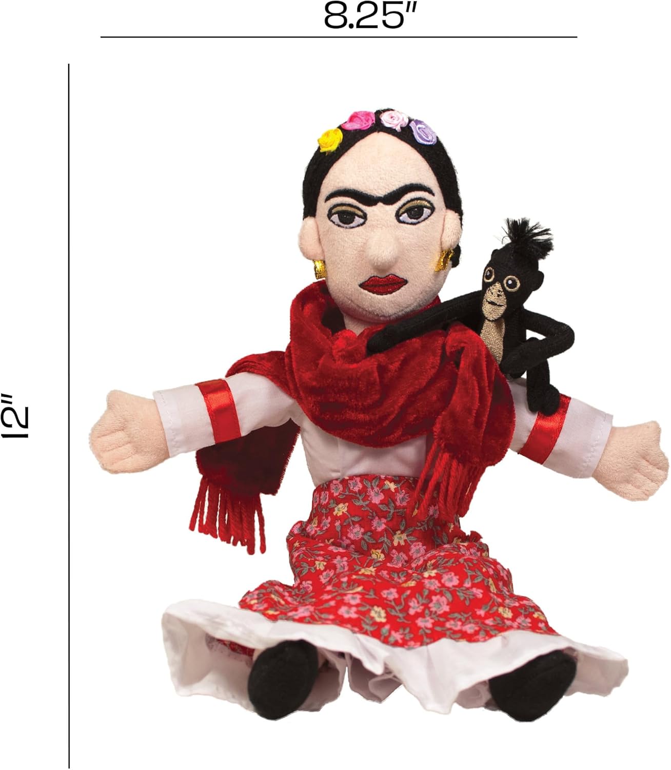 The Unemployed Philosophers Guild Frida Kahlo Doll - 12" Soft Stuffed Plush Little Thinker