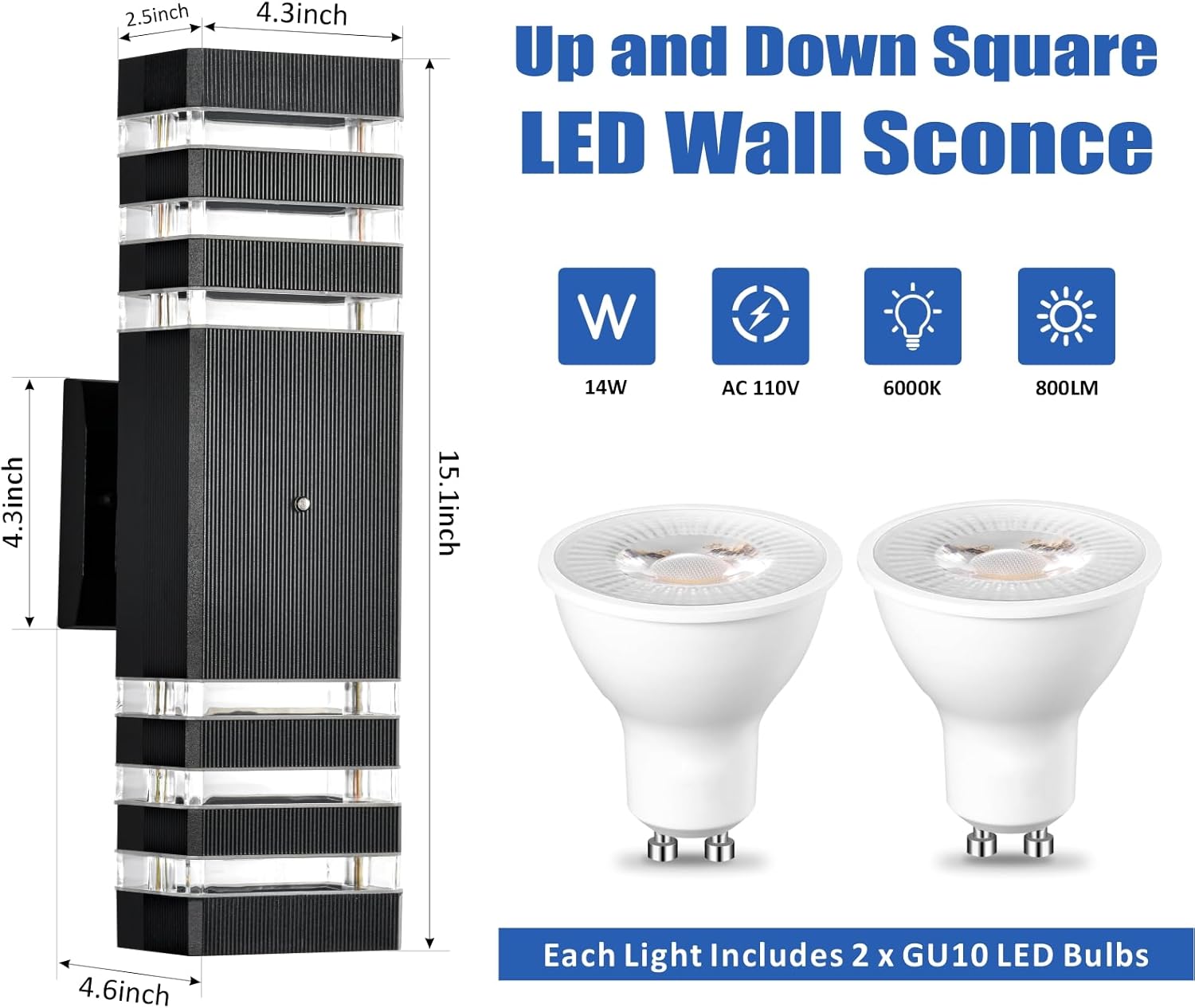 DASTOR Dusk to Dawn Outdoor Wall Lights, 3-Layer Up Down Outdoor Lights for House, Waterproof Exterior Sconce Wall Lighting Fixtures for Porch Garage Front Door (Cool White)