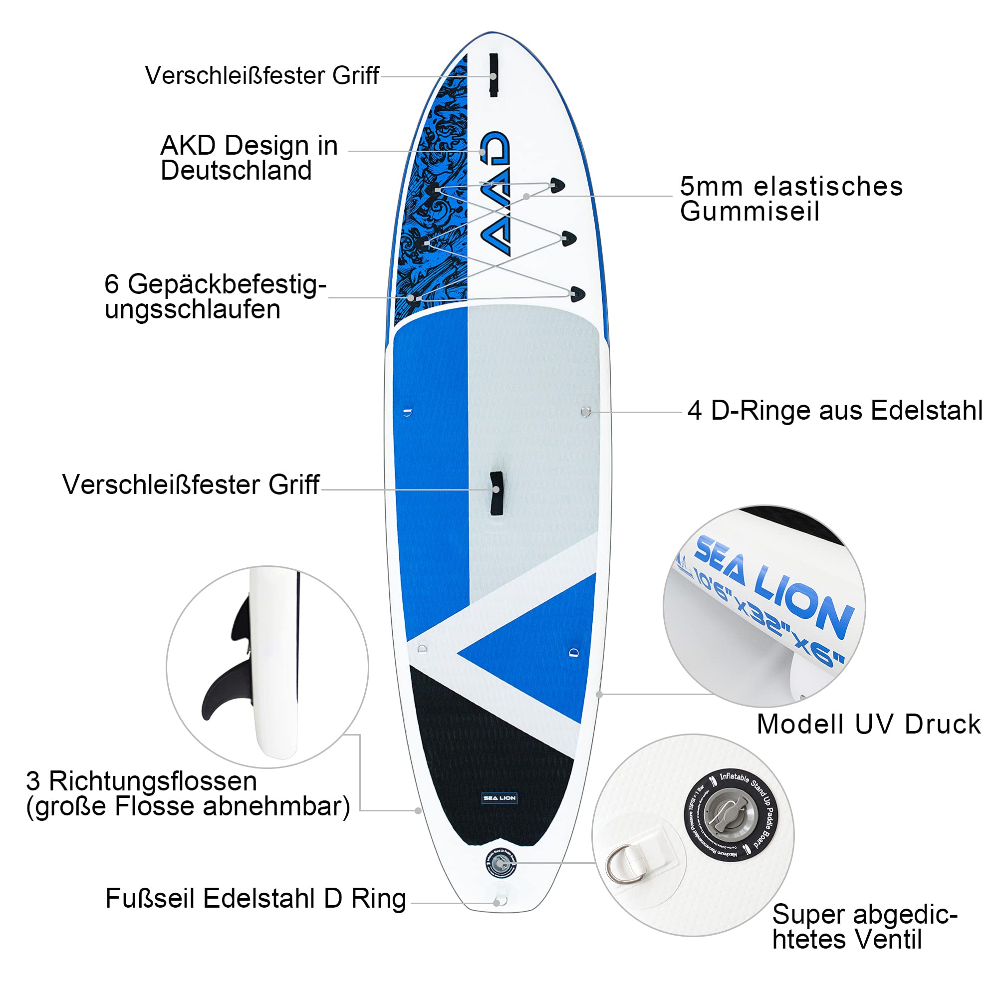 Tavola Da Paddle Gonfiabile Aviner - Unisex Adulto, Completa Di Accessori - Foto 10