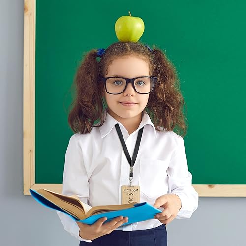 Miniatura 6 de Sabary Juego de 6 cordones para pasillos de pasillo y pases escolares, pases de baño de madera irrompibles para aulas, baño, biblioteca, oficina y