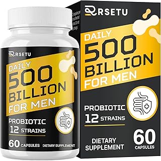 Probiotics for Men, 500 Billion CFUs & 12 Strains Mens Probiotic with Turmeric Cranberry, Goji, Gut Health for Men, for Digestive Health, Gut, Bloating & Gas, Immune, Energy Support, 30-Day Supply