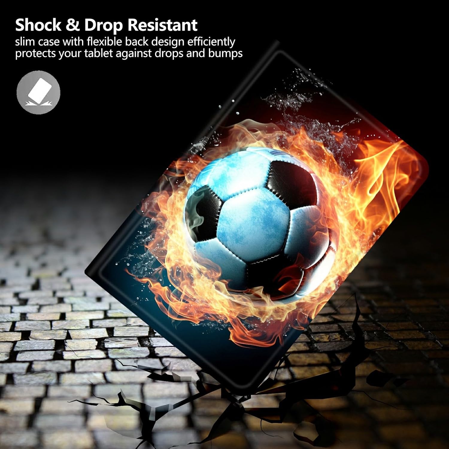 for iPad Pro 13 Inch Case M4(2024),Slim PU Leather Fold Stand Protective Cover Case with Auto Sleep/Wake for iPad Pro 13 Inch M4 2024,Fire Football