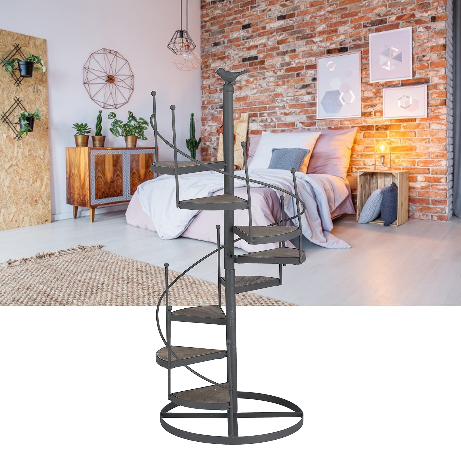 Ejoyous Soporte para Flores y Plantas de Metal Estilo Europeo - Estante con Escalera de Caracol
