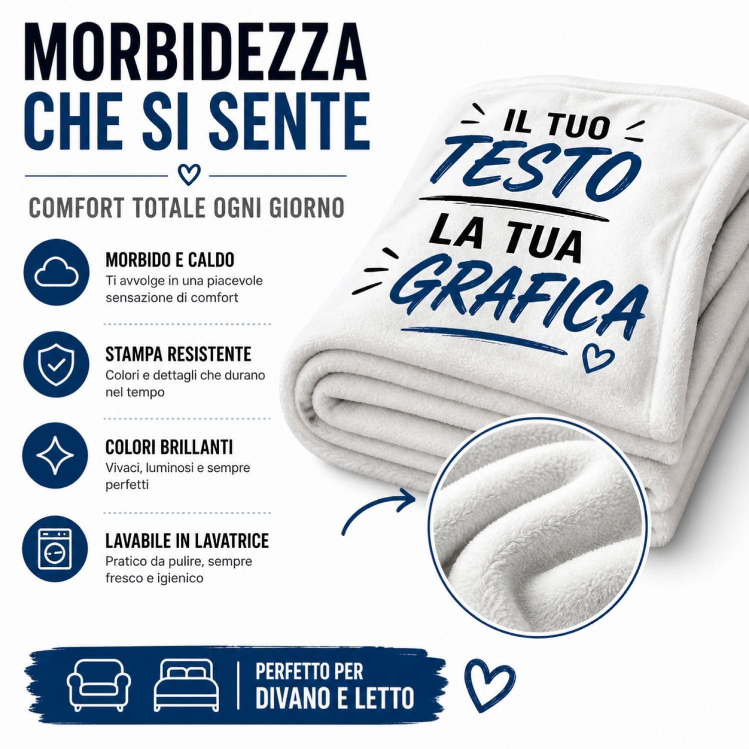 VENEZIANO Gruppo coperta personalizzata - plaid in pile personalizzato con foto, testi o loghi - ideale per regalo di ogni occasione - 100% made in italy