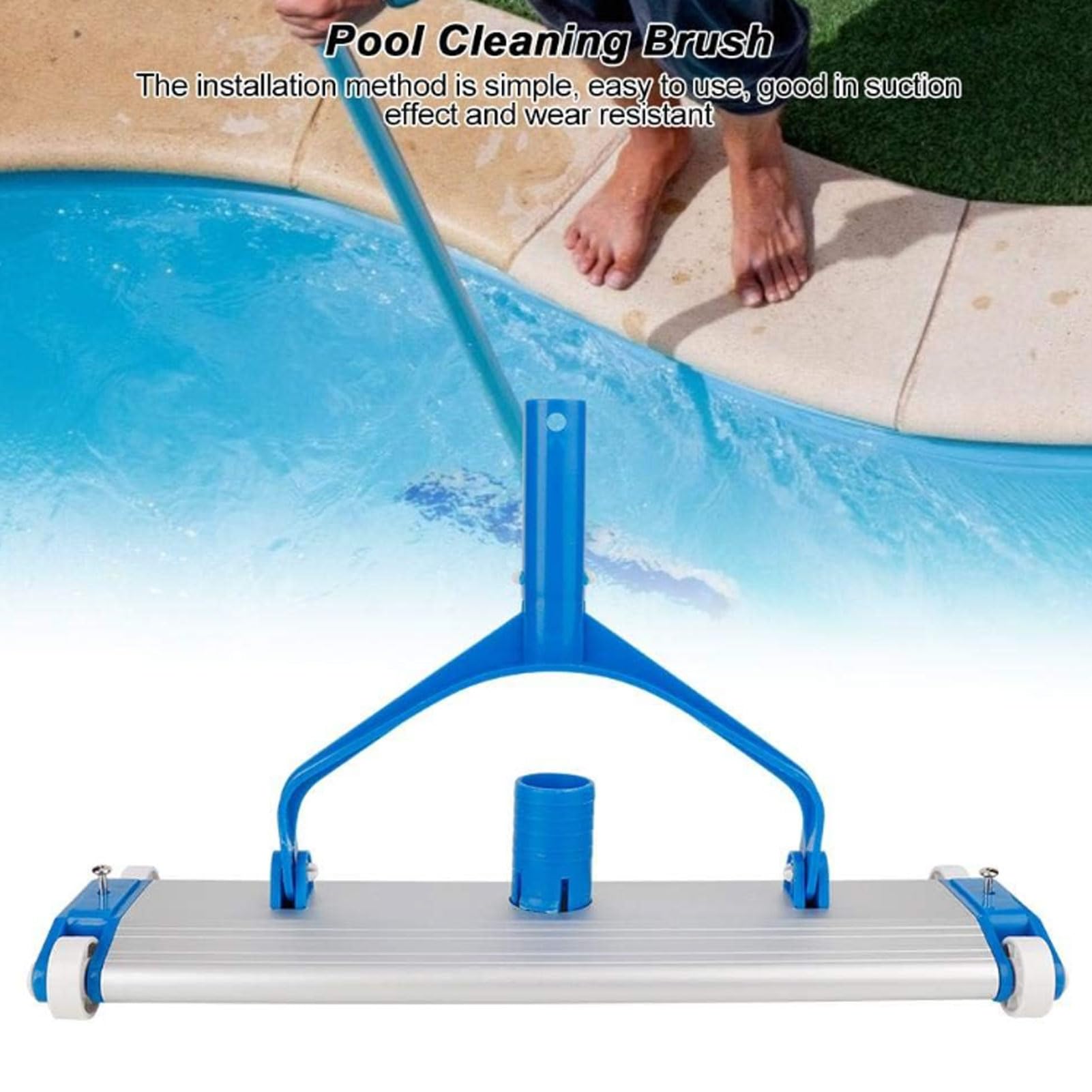 Saugkopf für Schwimmbäder, 45 cm Breite des Saugkopfs für Poolreiniger, Robuste Aluminiumbasis, Aufsatz für den Pool-Staubsaugerkopf mit Bürste