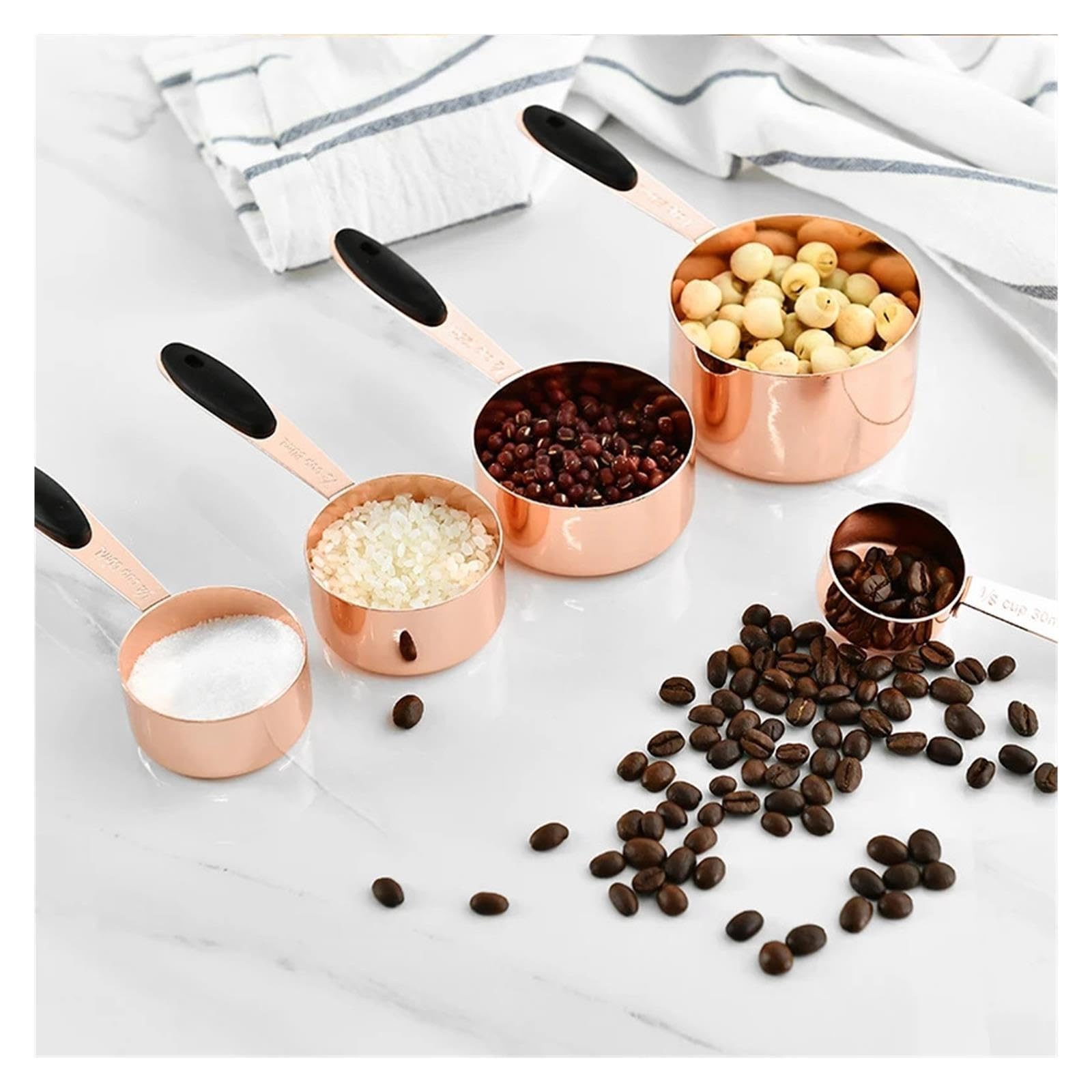Set de tasses à mesurer, 5/10PCS acier inoxydable, or rose