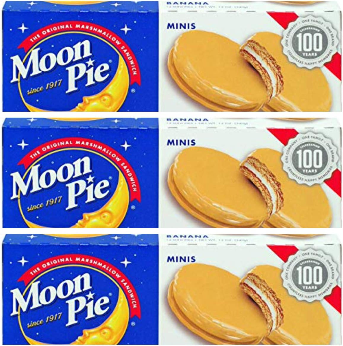 Moon Pie -Mini's 3 Boxes of - Banana - 6 pie's per box, 3 Boxes 18 pies total