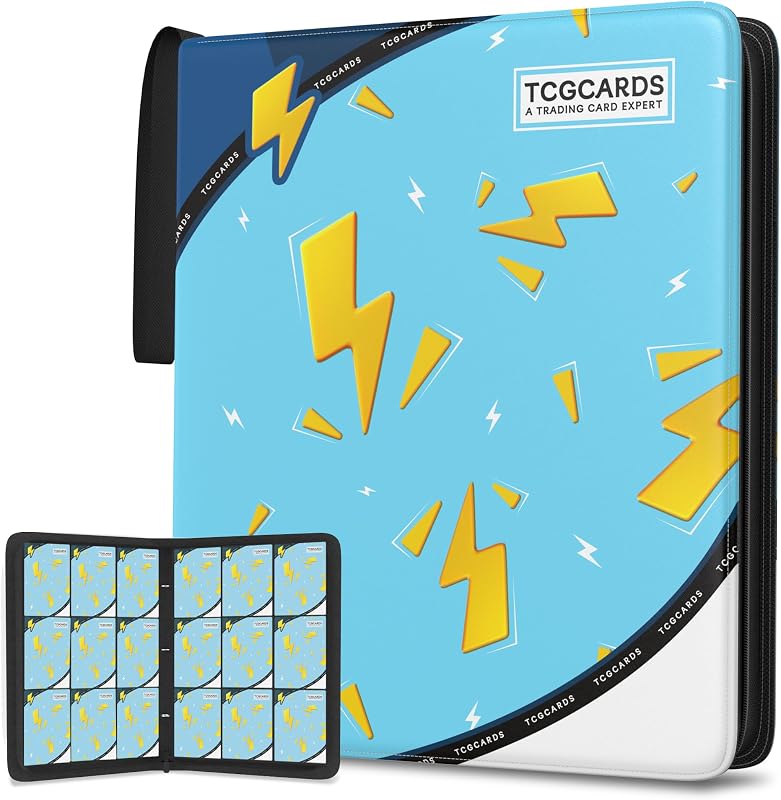 Carpeta de tarjetas coleccionables con 9 bolsillos, carpeta de tarjetas con 900 bolsillos, tarjetas con 50 fundas extraíbles, diseño de cremallera de 3 anillas MTG/TCG/álbumes de tarjetas coleccionables zapatillas, regalos para niños y niñas (azul)