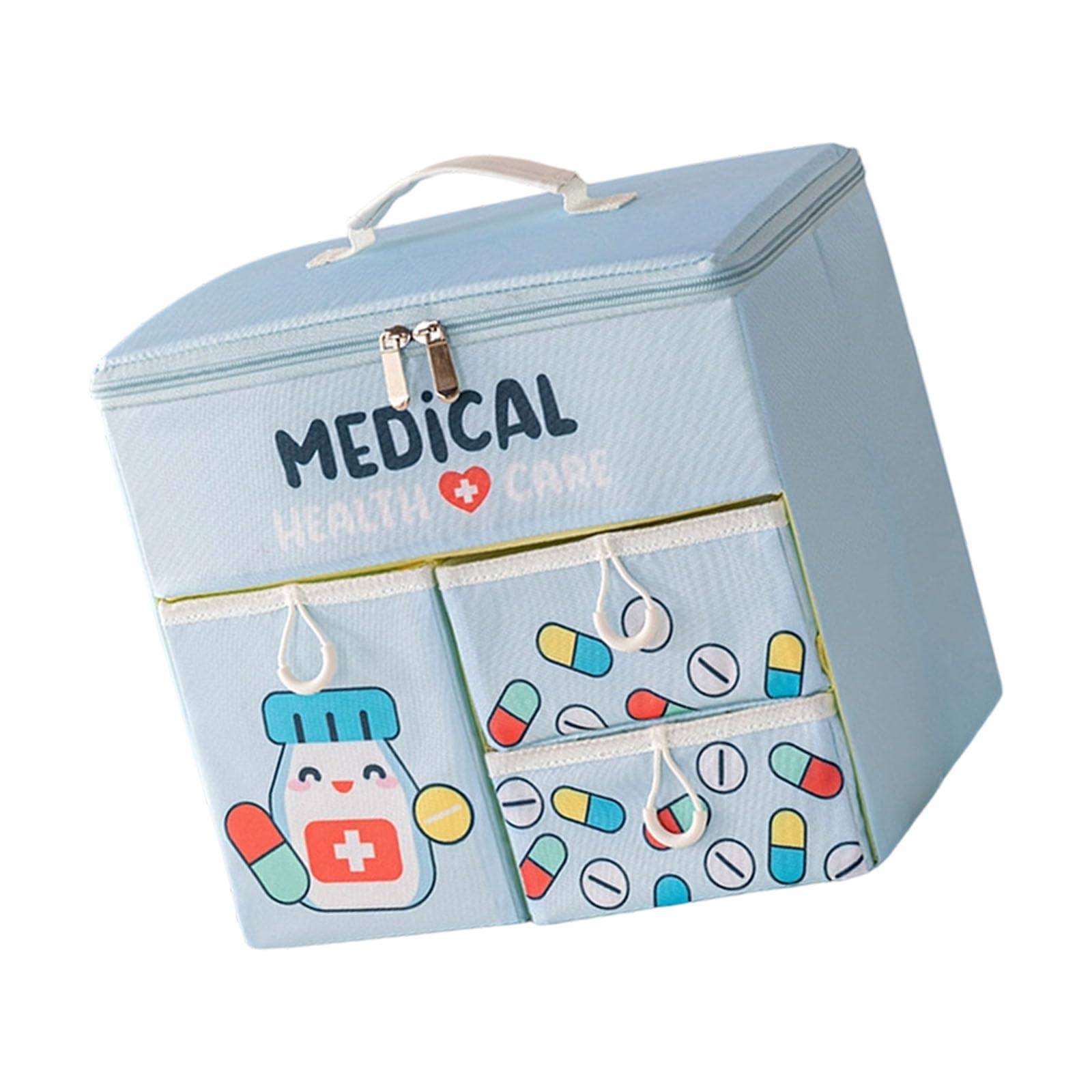 Piceioep Portable Hand Carry Medicine Storage Box Foldable Multiple Drawer Compartment for Organized Home Use Medicine Box