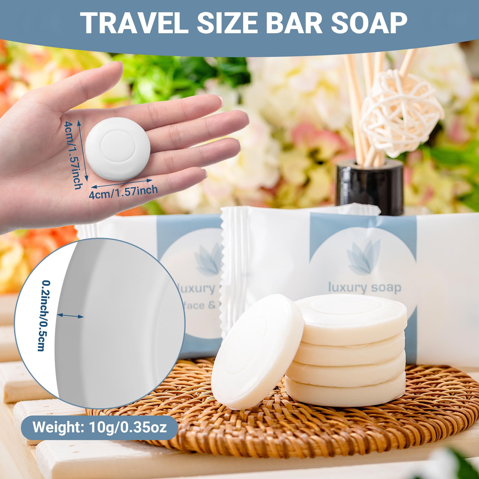 Kacctyen Mini-Bar-Seifen, 100 Stück, 100 Stück, einzeln verpackt, für Hotelseife, Reisegröße, Toilettenartikel für Gastronomie, Gästebad, Ferienwohnungen