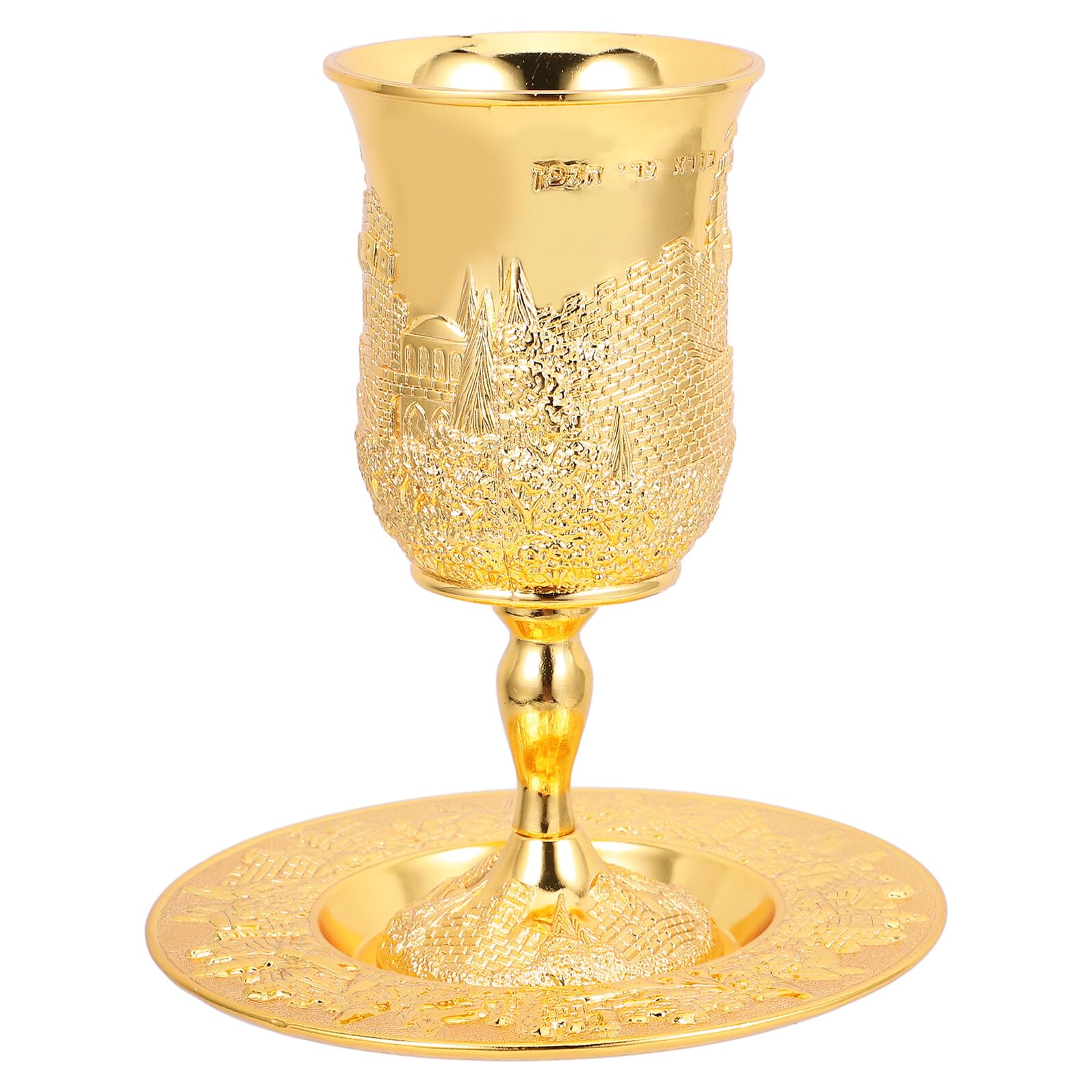 Gobelet Kiddush doré incassable Uonlytech avec plateau pour éviter les taches de vin