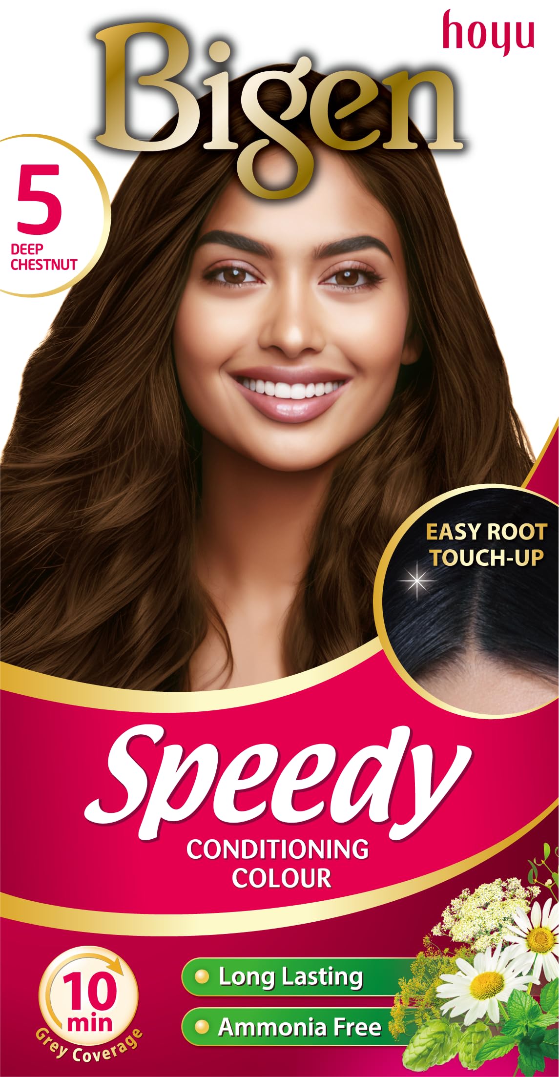BigenSpeedy Conditioning Colour | Easy & Speedy Application | No Ammonia | with Natural Herbal Extracts - Deep Chestnut No. 5