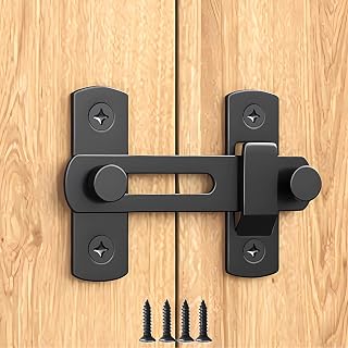 DOUBLE2C Barn Door Lock - Heavy-Duty Carbon Steel Sliding Door Latch for Cabinets, Closets, Windows - Matte Black Rustproof Hardware