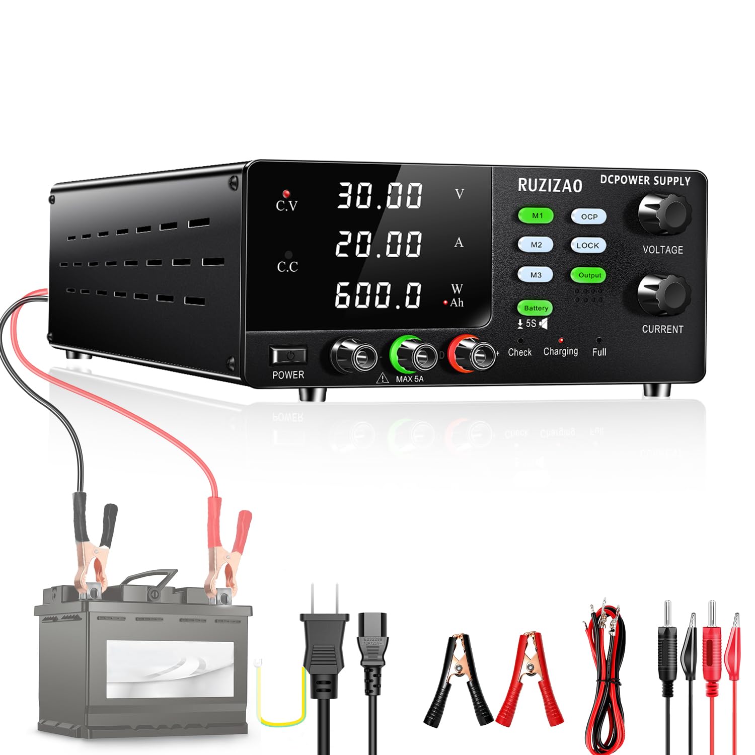 Amazon.co.jp: RUZIZAO 安定化電源 30V 20A 600W 大電力 可変直流安定
