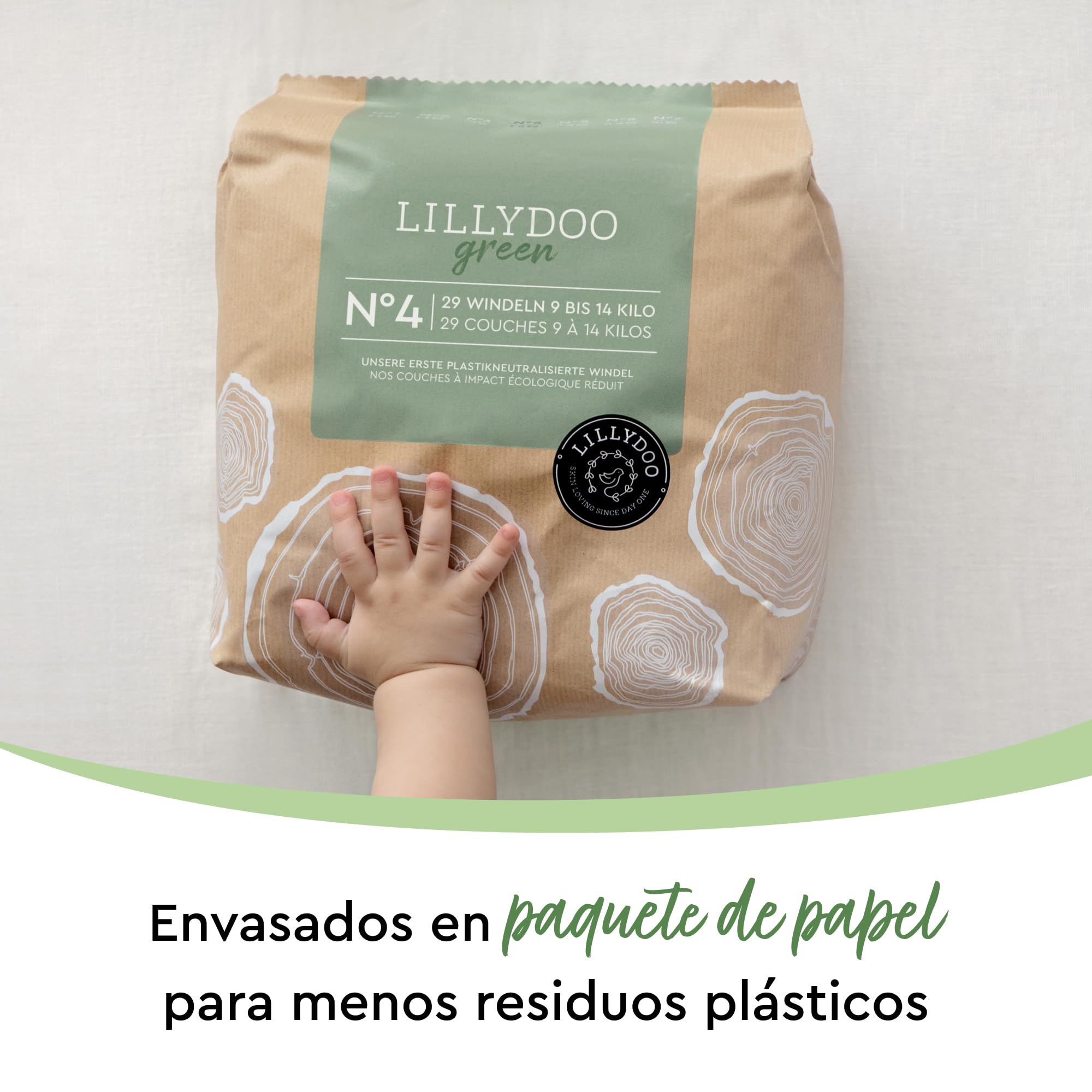 Pañales LILLYDOO green con un impacto ambiental reducido, talla 4 (9-14 kg), 145 unidades