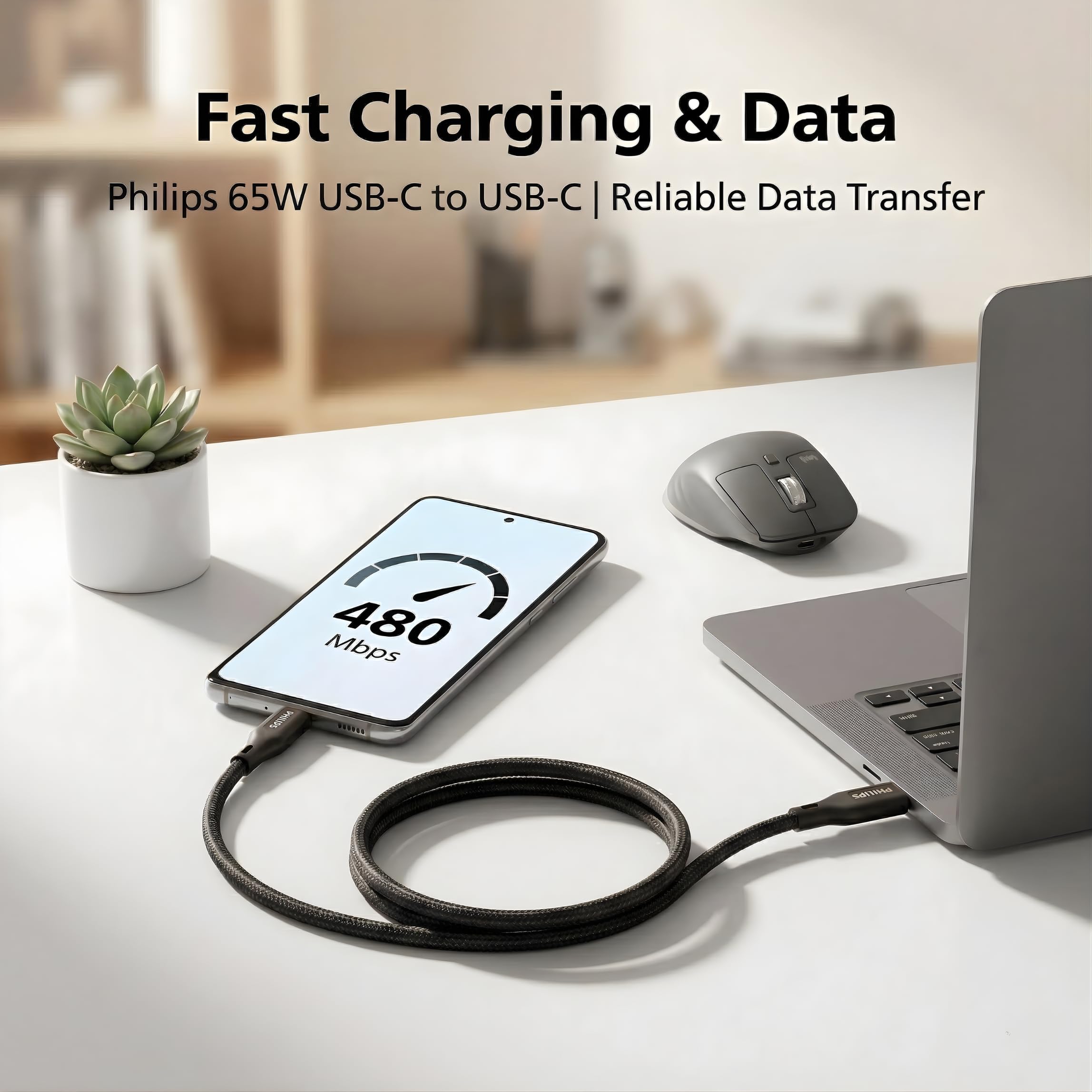 Philips 65W USB-C to USB-C Cable - Fast Charging -3