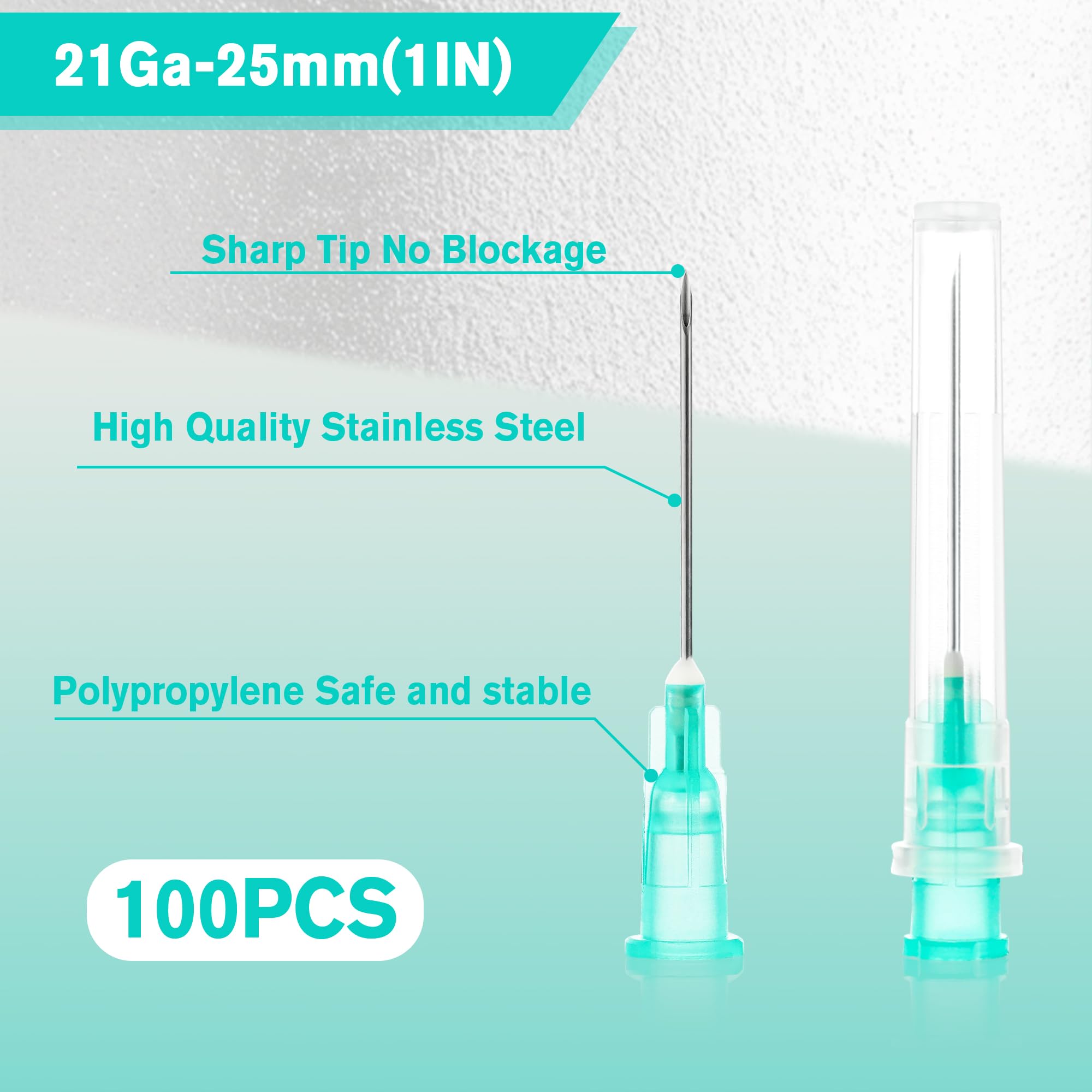 100 Pack 21 Gauge 1 Inch Sterile Disposable Lab Supplies, Scientific and Industrial Dispensing Needle Accessories — Amazon image 3