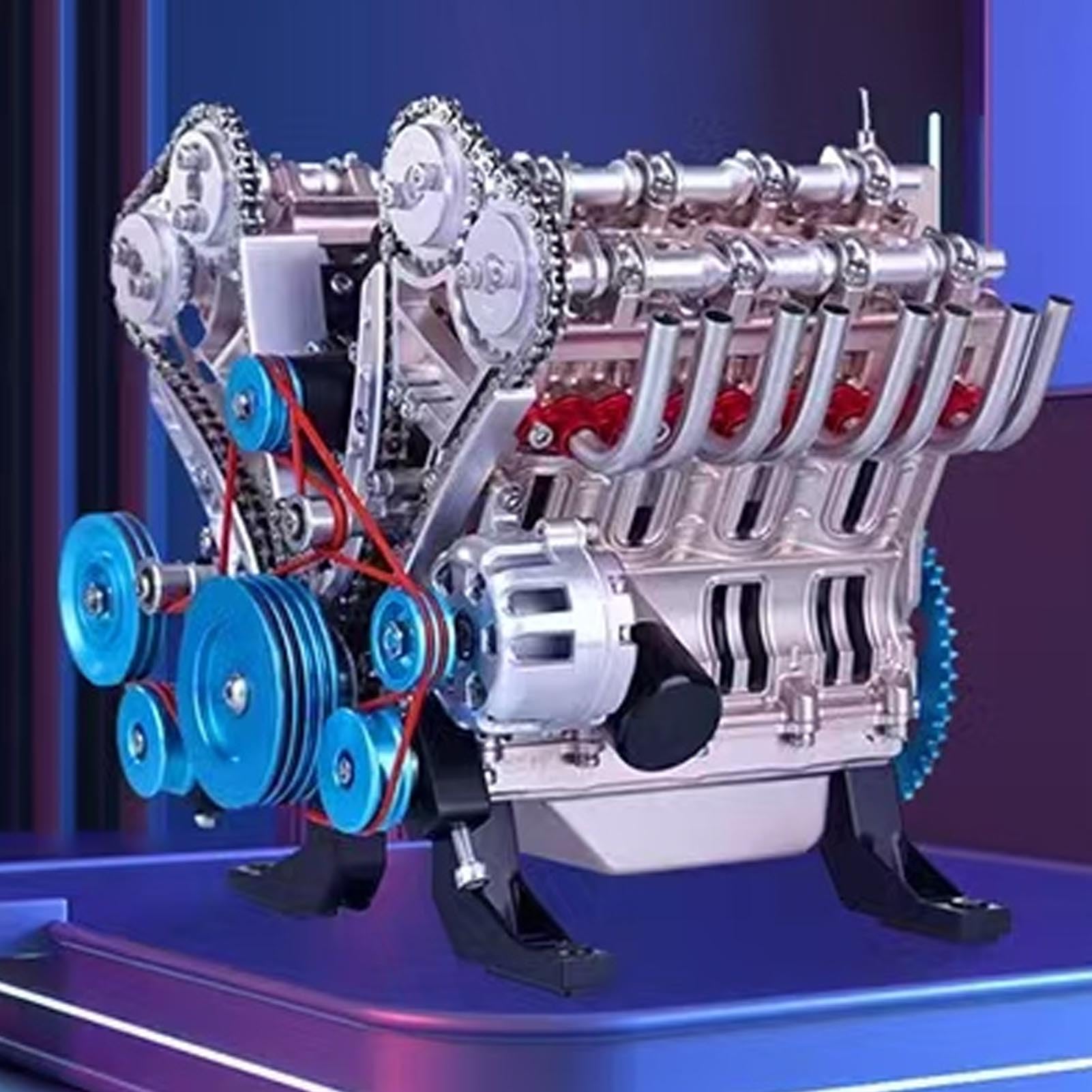 DIY Mini-V8-Motor-Bausatz, 660-teilig, Funktionsfähiges Automotor-Modellspielzeug mit Lithium-Batterie