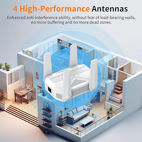 Miniatura 3 de Extensor WiFi AC2100 2025  Amplificador de señal WiFi con puerto Gigabit Ethernet, WiFi Booster de doble banda (5.8 G y 2.4 G), cobertura a 12888