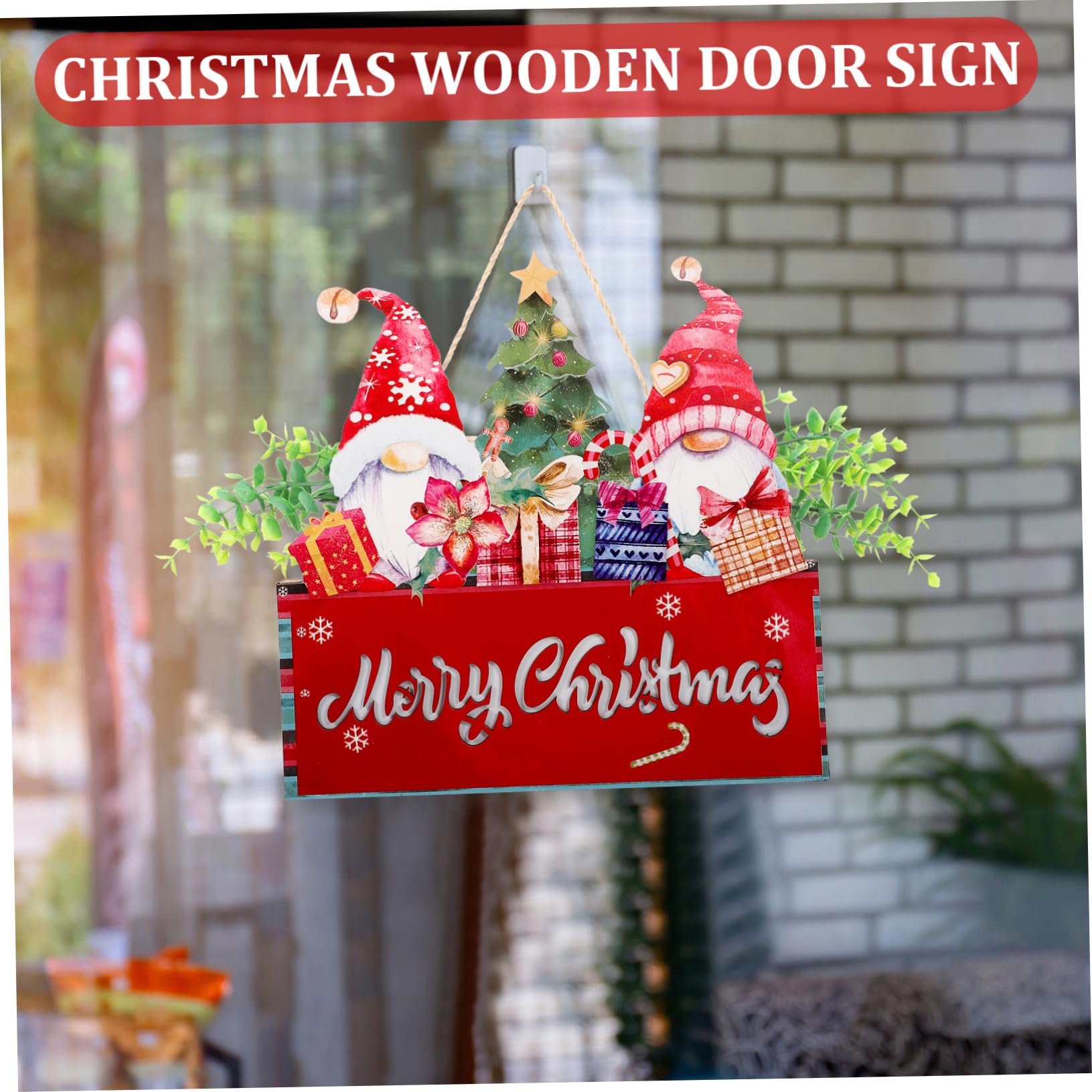 Gatuida Letrero Colgante de Madera para Navidad, Adorno Festivo para Puerta o Pared