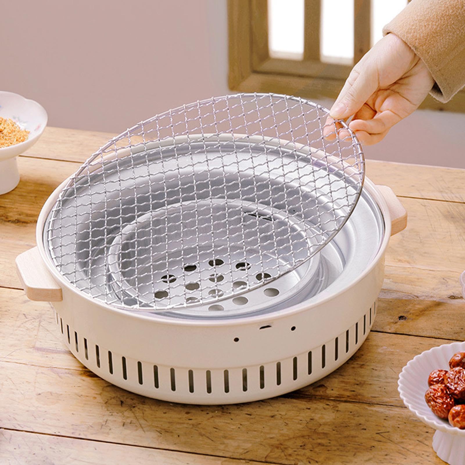 Grille Węglowe 32 Cm Przenośny Urządzenie Do Grillowania Z Powłoką | Mały Grill Turystyczny Do Gotowania Na Zewnątrz Na Tarasie Na Balkonie Na Blacie Do Mięsa I PrzysTawek Na