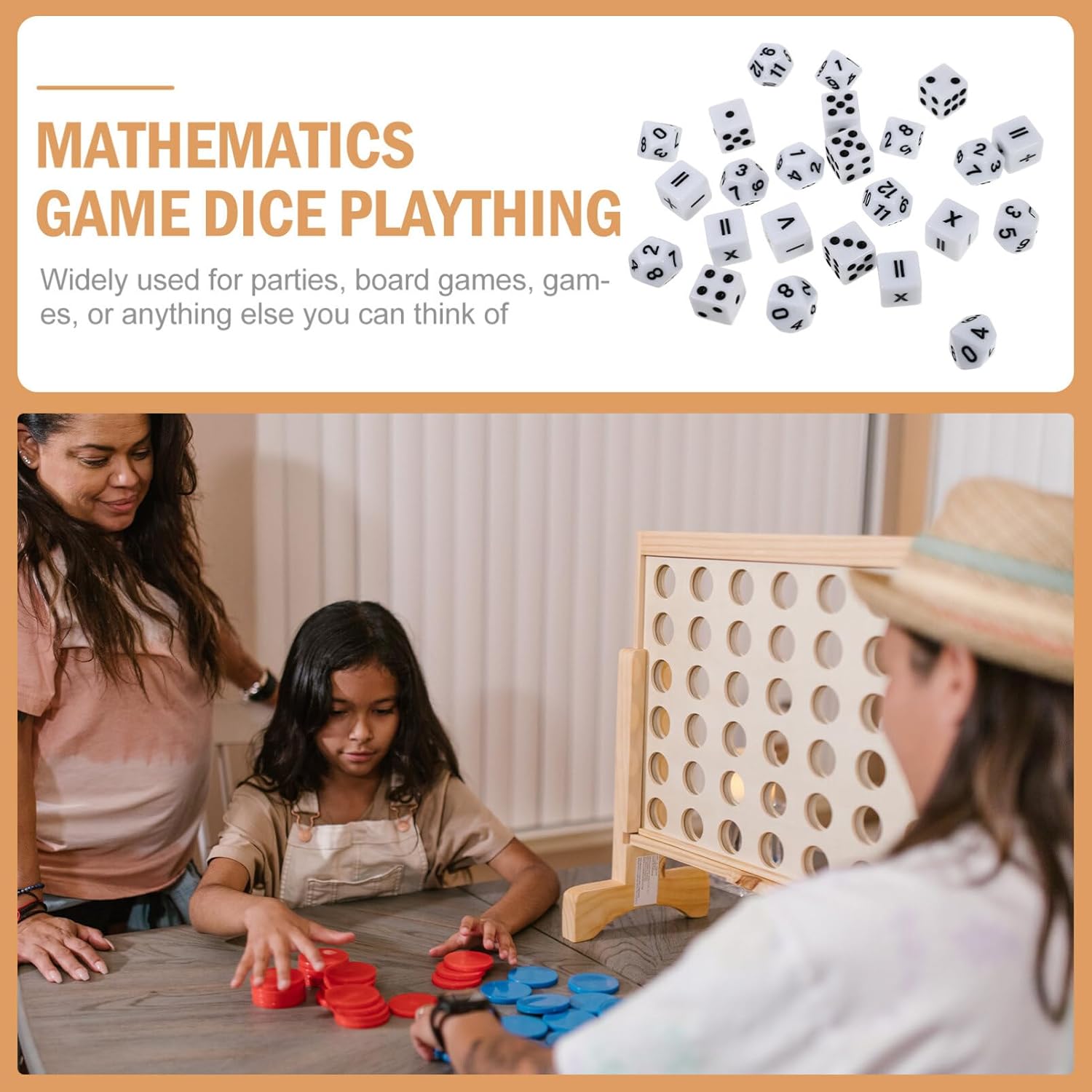 NUOBESTY 24Pcs Math Game Dice Set, Educational Teaching Manipulatives for Kids Classroom, 16mm Bulk Arithmetic Game Dice with Signs, Standard Dots & Numbers for Homeschool Learning