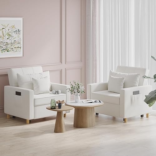 Miniatura 3 de Esright Silla futón, sofá cama extraíble 3 en 1, silla de lectura para adultos, sofá convertible con respaldo de 3 niveles para espacios pequeños,