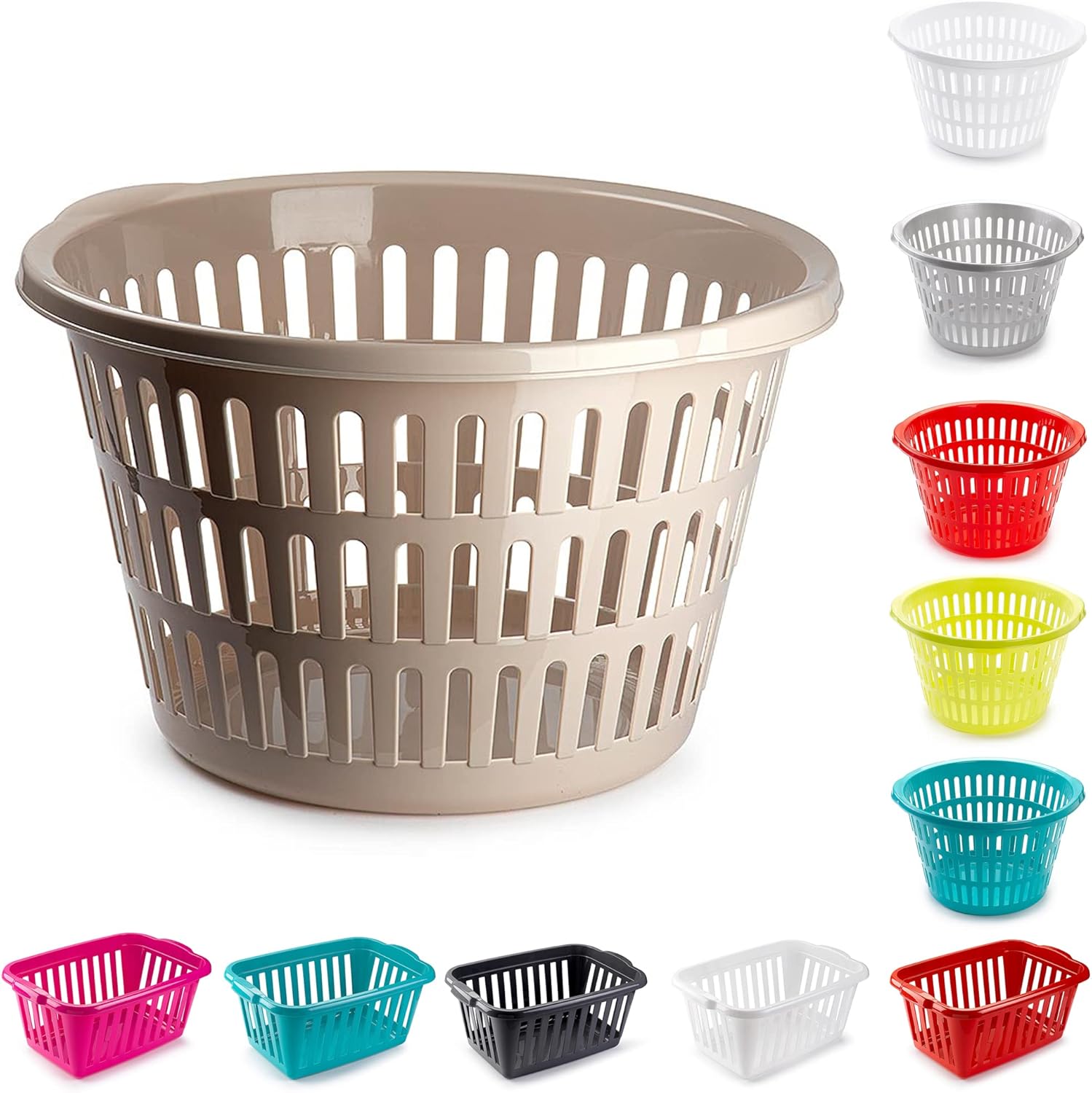 Large HighGrade Plastic Laundry Basket With Handles, Hipster Style