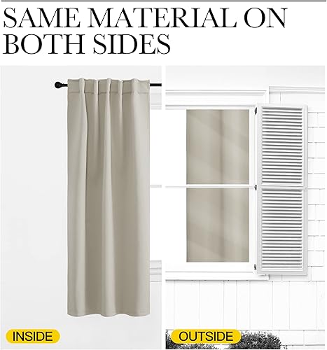 Miniatura 6 de NICETOWN - Juego de 2paneles de cortinas opacas para habitación del bebé, 52pulgadas de ancho x 108pulgadas de largo (cada panel), color natural