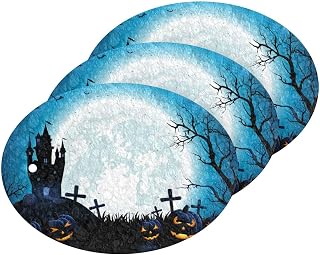 Halloween Pumpkins Castles Kitchen Sponges Scary Bat Spider Web Moon Cleaning Dish Sponges Non-Scratch Scrubber Sponge for Kitchen Bathroom Cars, pack of 3