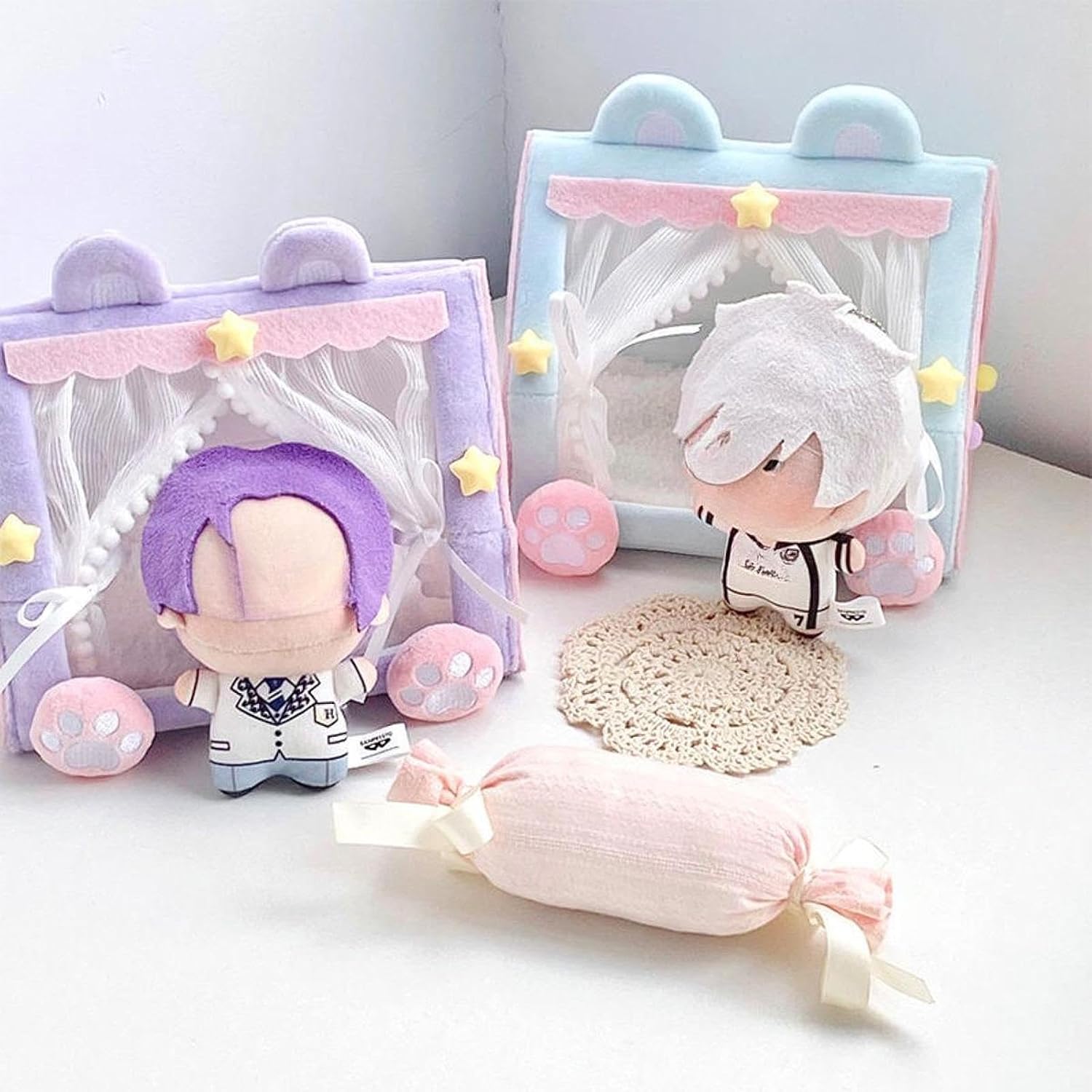 Doll Tent Bed Miniature Furniture,Comfort,Desktop Ornament for 10cm Dolls Pretend Play Portable Cute Doll Accessories