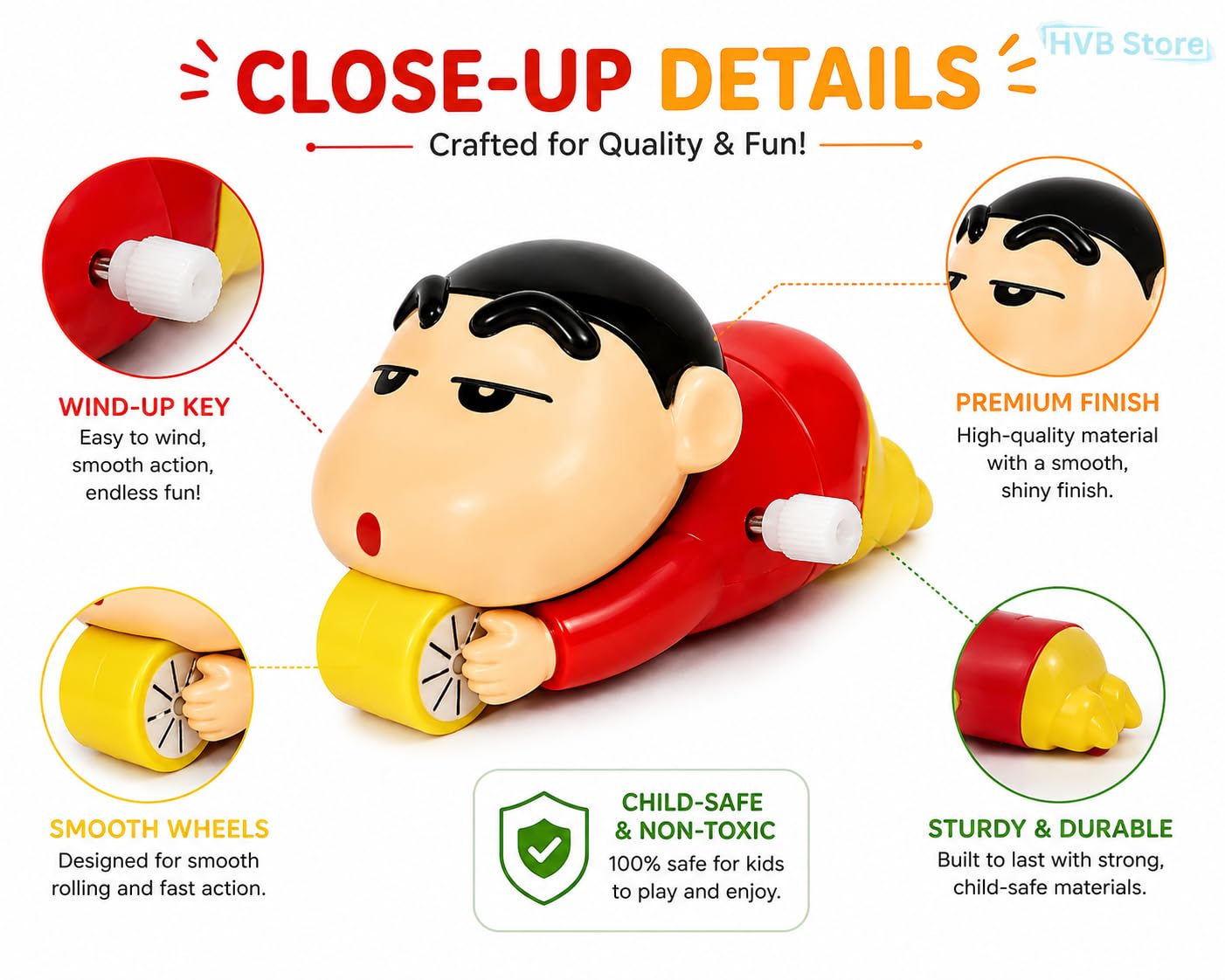 HVB Shinchan Toy for Kids, Crawling Shinchan Action Figure Movable Toy for Babies, Key Operated Wind Up Toys for Kids — Amazon image 5