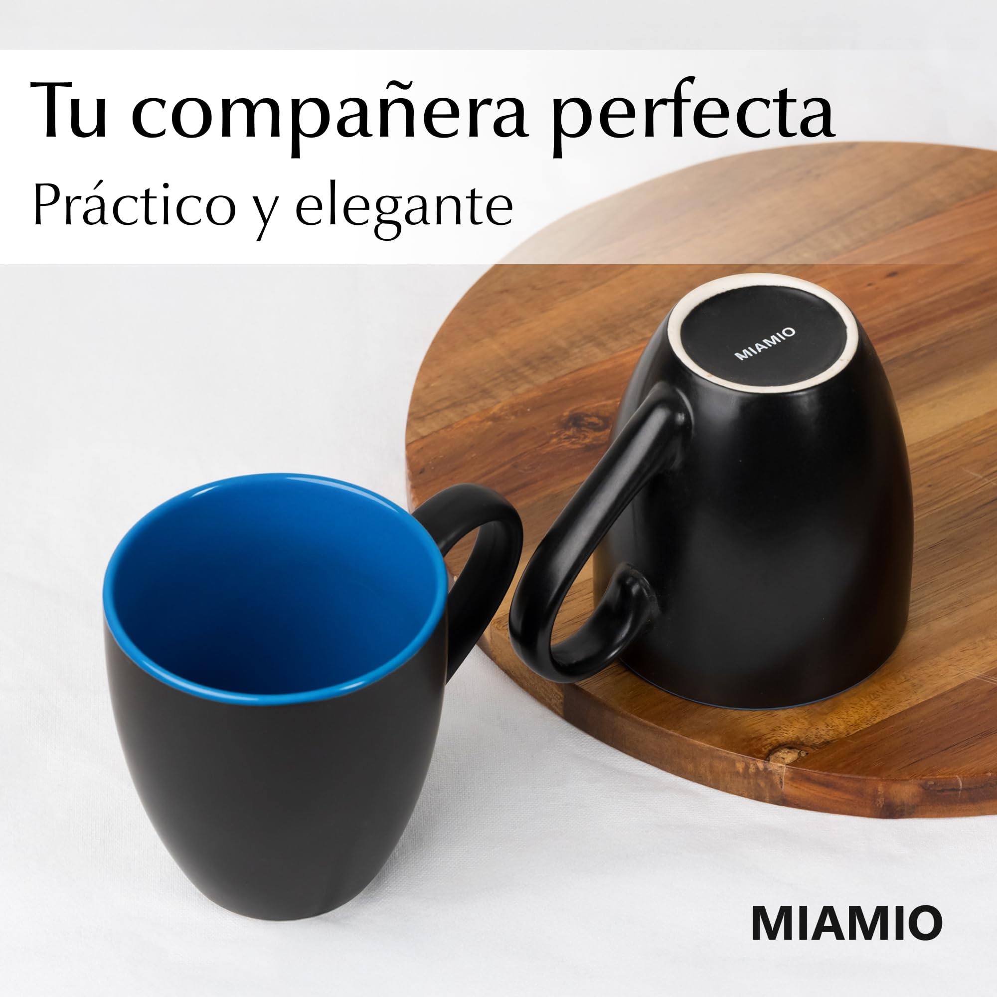 MIAMIO - 6 x 350 ml Juego de Taza de Café/Copa de desayuno - Le Papillon Colección (Negro-Azúl) — view 8