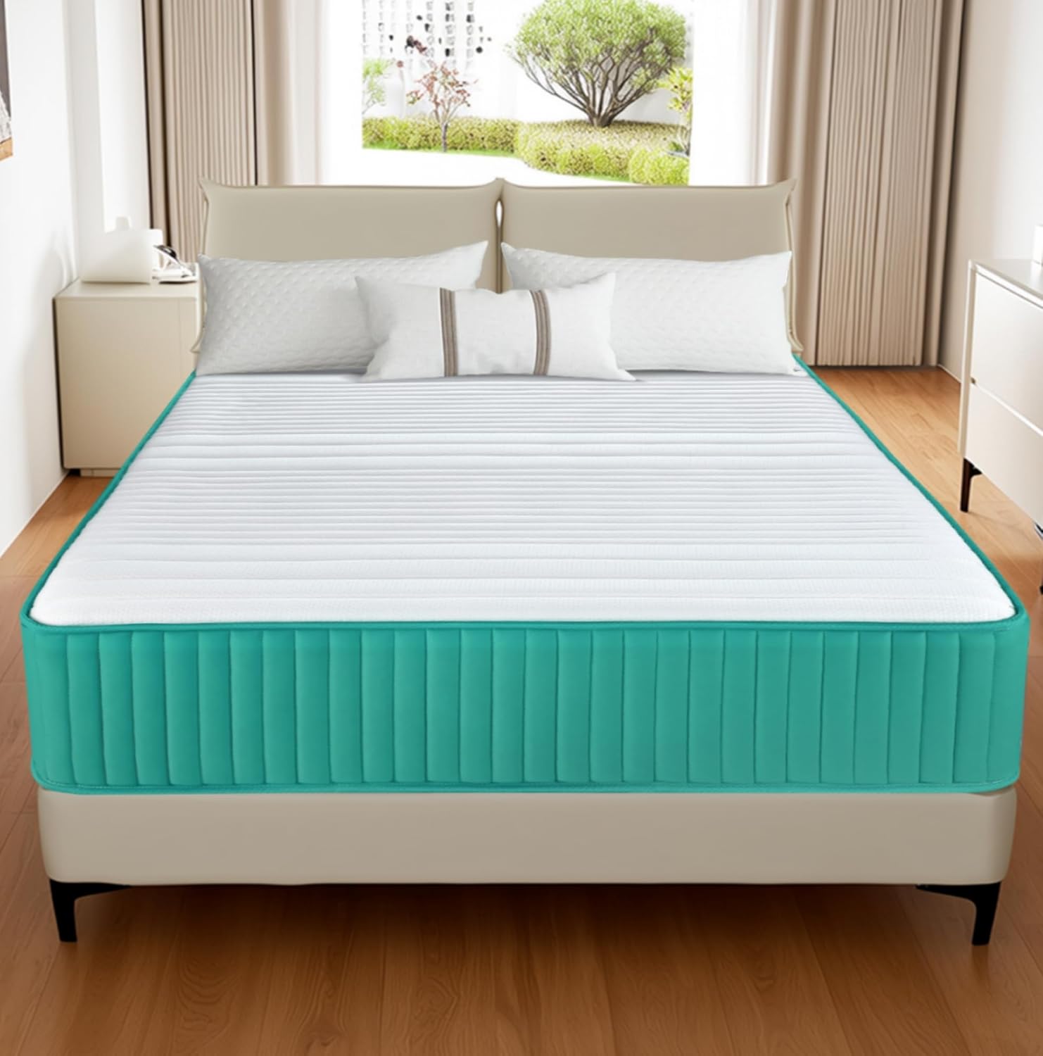 12 Inch King Size Mattress,Memory Foam Hybrid Mattresses in a Box,Individual Pocket Springs King Bed Mattress for Pressure Relief, Motion Isolation, Medium Firm,CertiPUR-US