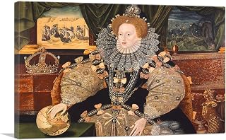 ARTCANVAS Woburn Abbey Portrait Queen Elizabeth I Canvas Art Print Stretched Framed Painting Picture Poster Giclee Wall Decor by George Gower - 18" x 12" (0.75" Deep)