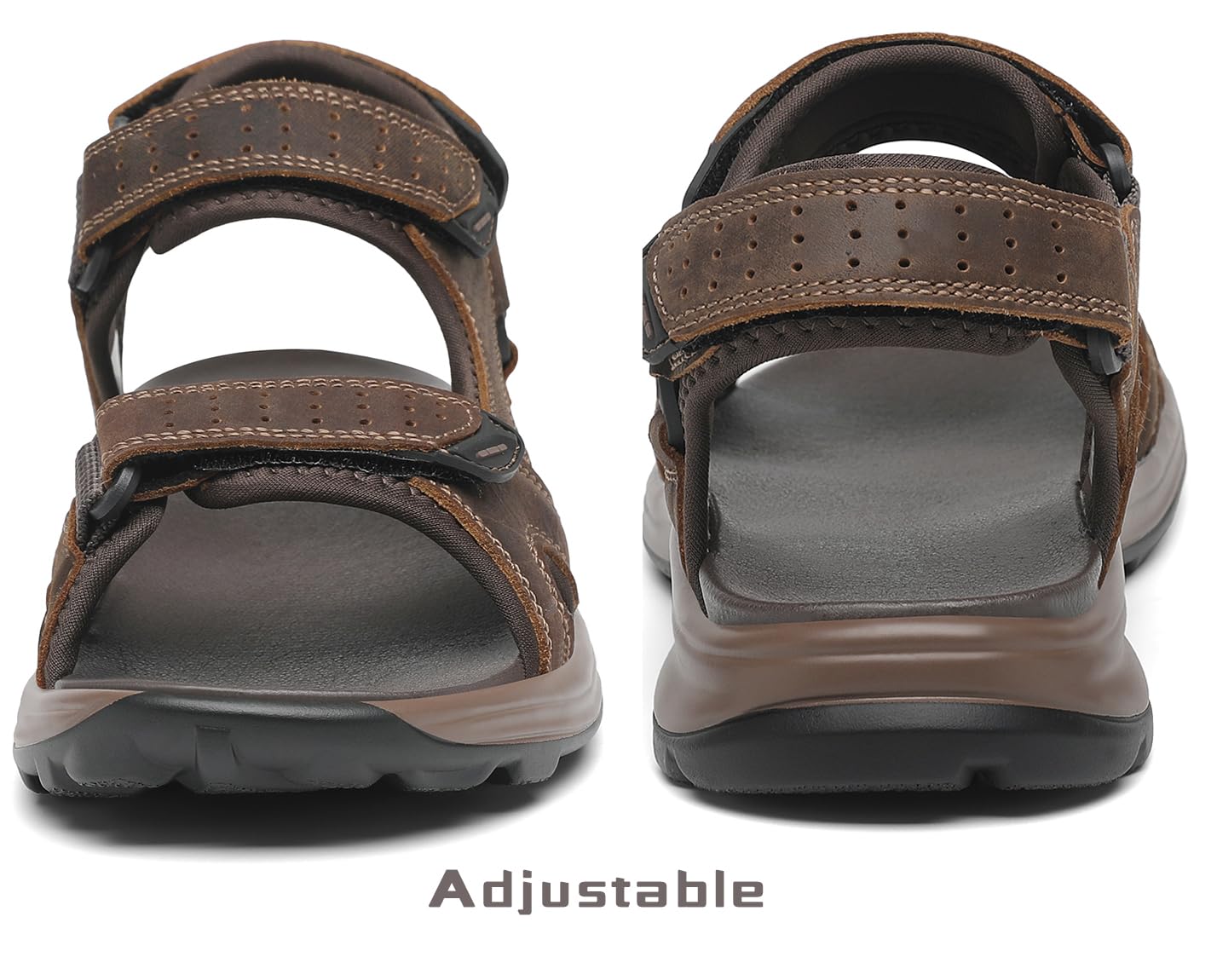 FLARUT Sandalias de Cuero para Hombre Trekking Senderismo Verano Playa Abiertas