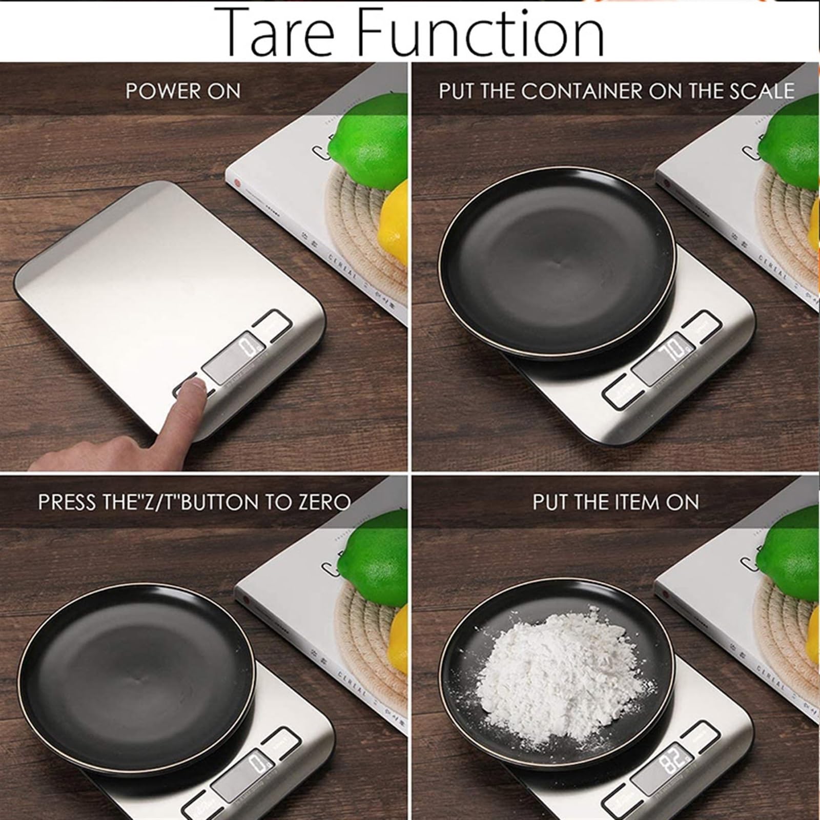 Báscula De Cocina Pesaje Digital Multifunción Acero Inoxidable Con Pantalla LCD Básculas Electrónicas Medición Medición Precisa Esfuerzo(Value Pack 4)