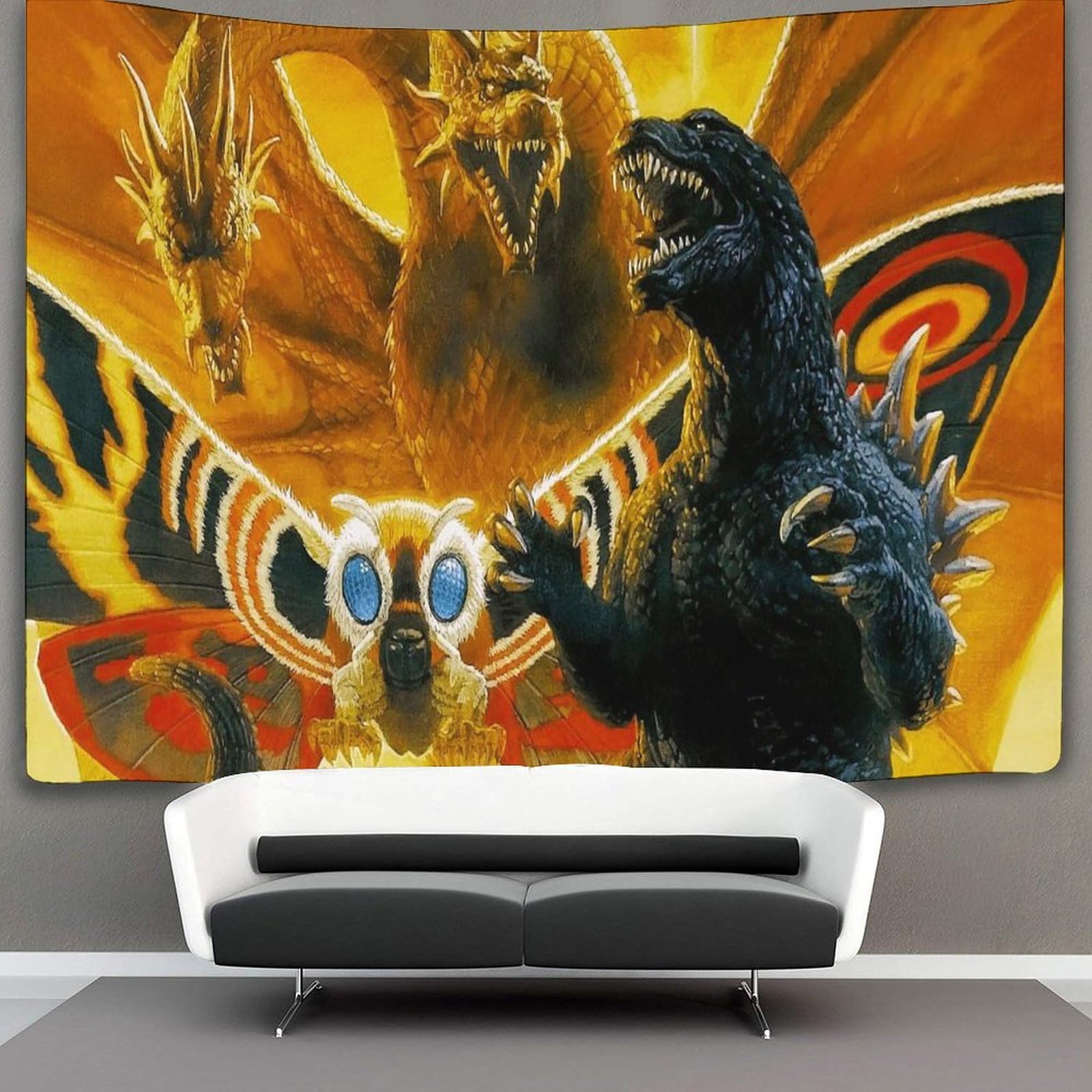 MJCZEGDCR Godzilla Wall Tapestry 3D Print Tapestry Wall Hanging Decoration Tapestries Bedroom Wall Decor Soft Polyester,for Living Room Bedroom Dorm Deco 70cmx100cm