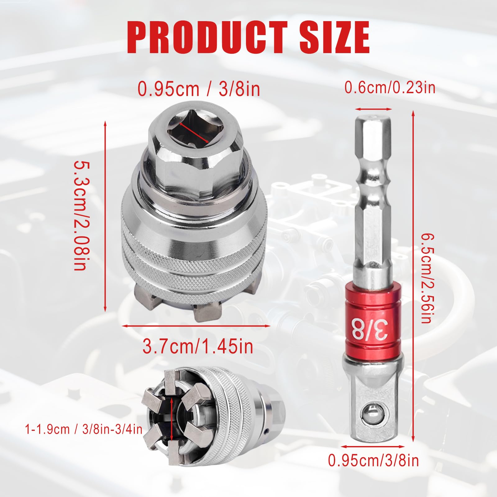lasuroa 2 Piezas Adaptador Vaso Ajustable, Herramienta Multifunción para Llaves de Carraca Llaves Dinamométricas y Taladros Eléctricos de 0,95cm a 1,91cm y 10mm a 19mm