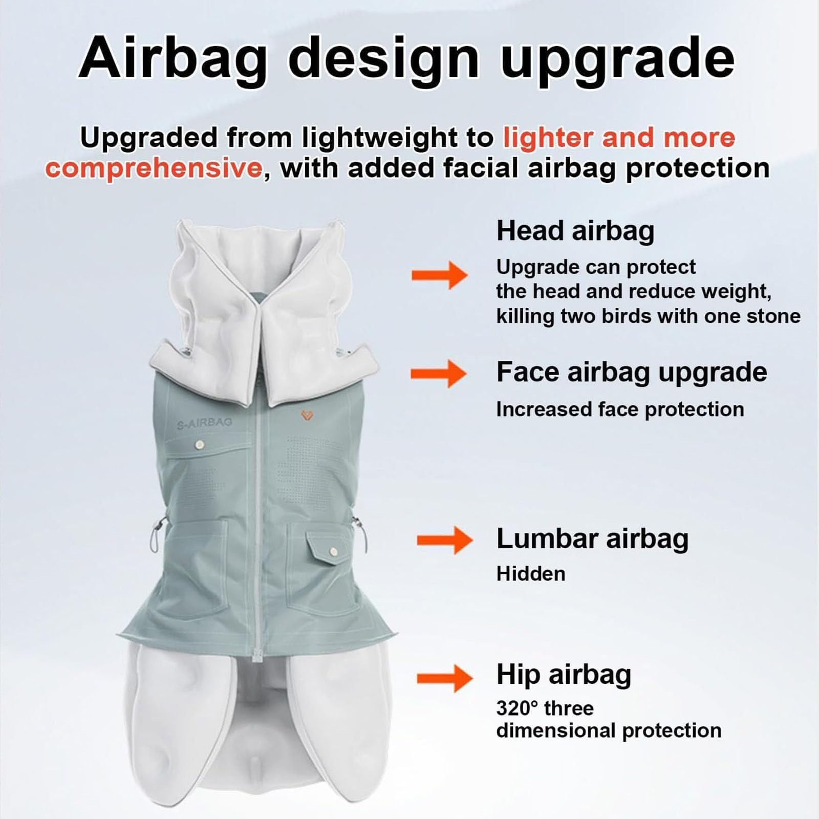 Abbigliamento Protettivo Intelligente Tuta Anticaduta con Airbag per Anziani,0,08 S Pop Up,Protezione Completa A 270°,Gilet Anticaduta con Airbag Tramite App MaleKhaki-XL