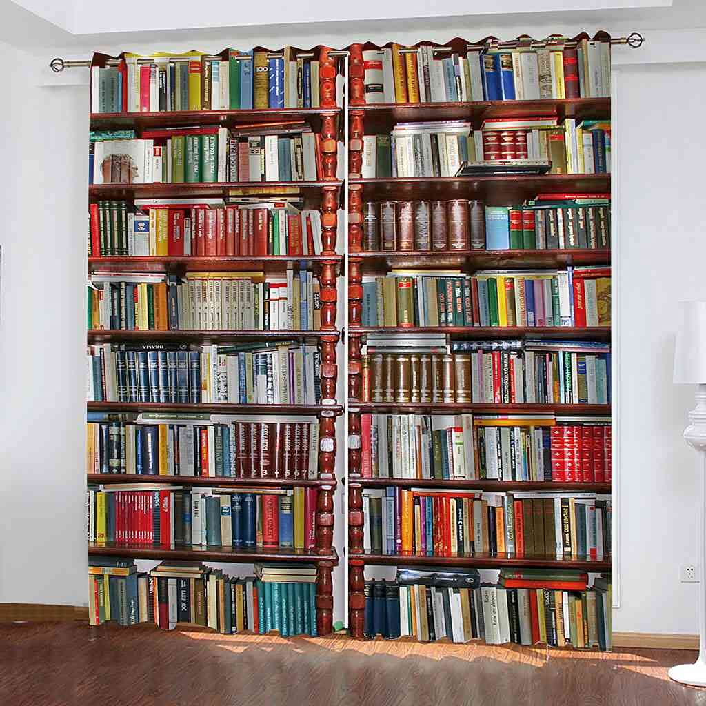Rideau occultant bibliothèque vintage 200x214 cm pour salon moderne