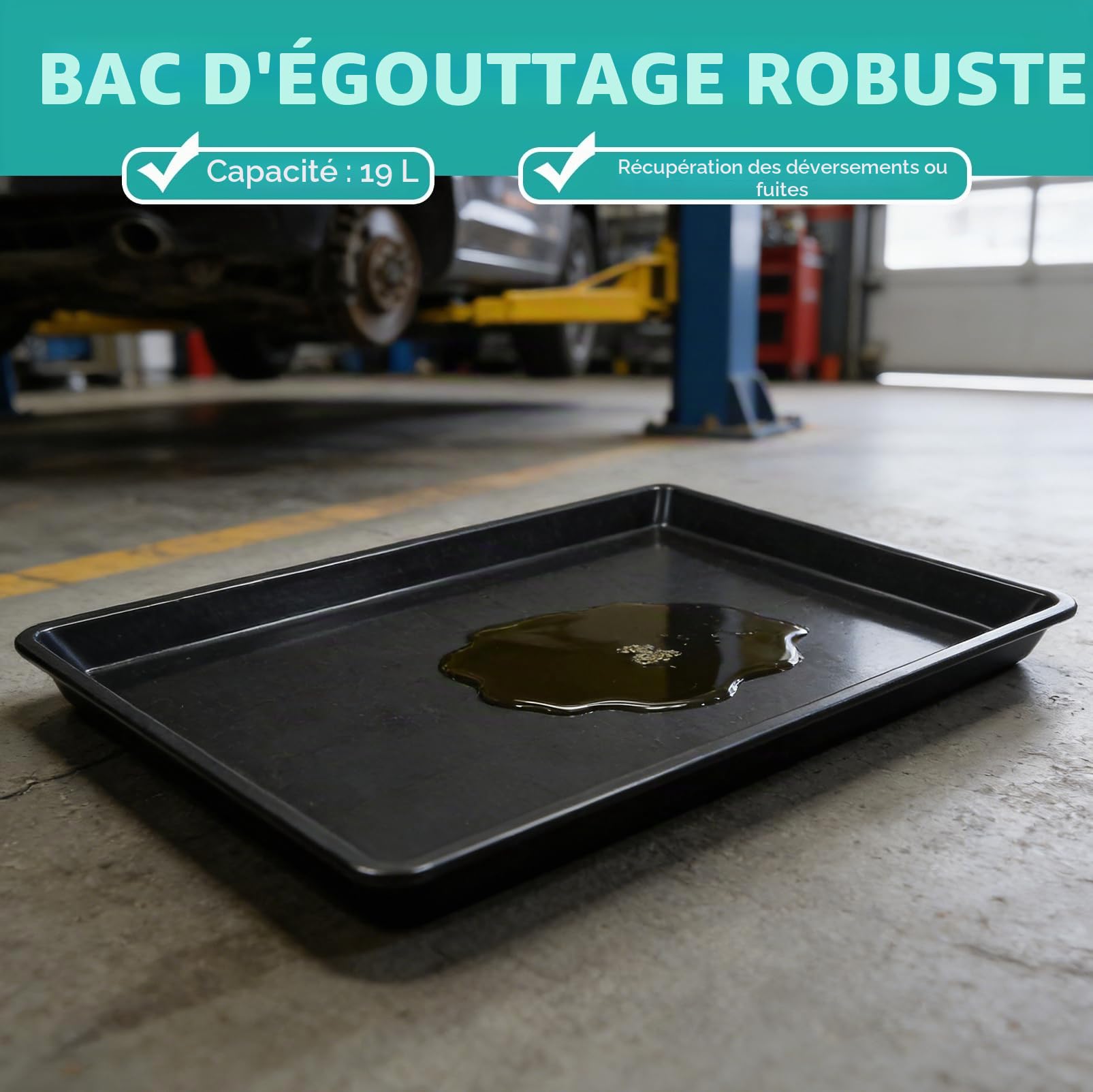Extra grande bac de récupération d'huile pour voiture, 90 x 60 x 4 cm, bac de récupération d'huile pour sous la voiture, bac de récupération, bac de récupération d'huile, grands réservoirs de