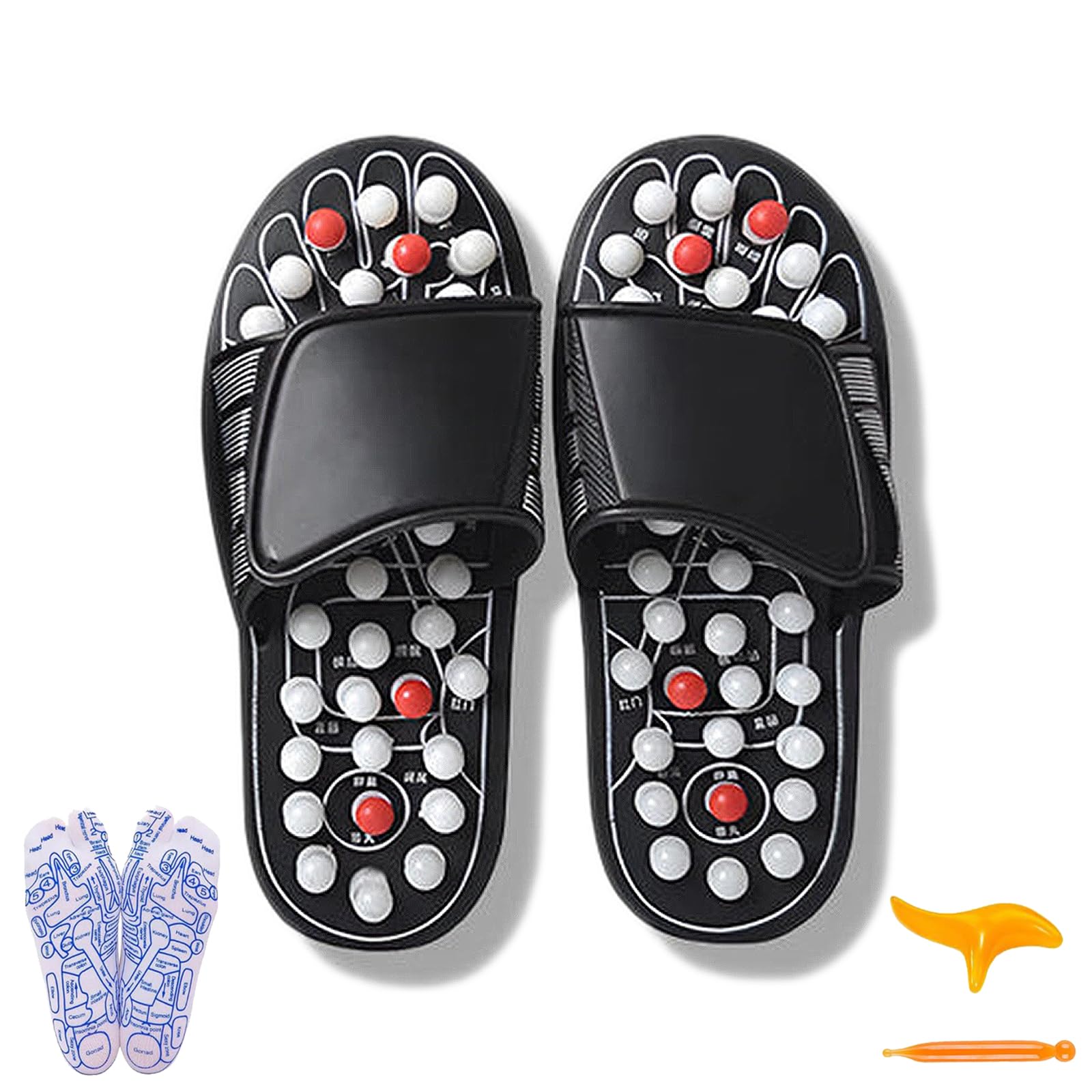 Reflexa Acupressure Sandals, Acupressure Massaging Sandals, Reflexology Sandals Women, Foot Massager for Plantar Fasciitis (White, Women 7.5-8.5 / Men 5.5-6.5)