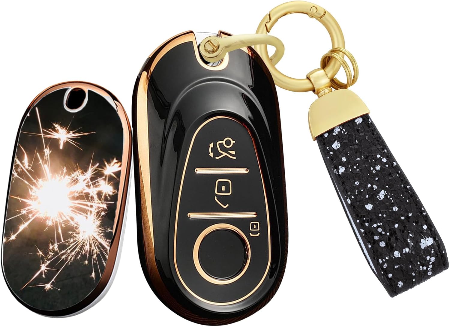 SANRILY Keyless Custom with Photos Key Fob Cover Fit for Benz EQS 450 2020-2023 GLC EQE S G E-Class Men Women Personalized Gifts Fit for Mercedes Smart Key Case with Weaving Keychain Gray-Blue