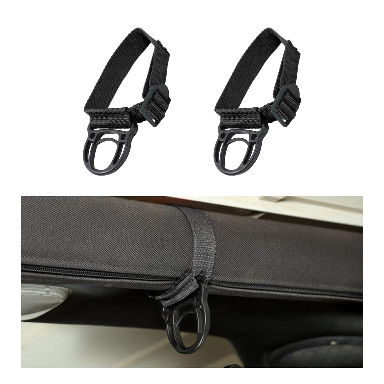 2PCS Roll Bar Coat Hanger Clothes Hook for Wrangler CJ YJ JL JT LJ TJ JK JKU JLU, Auxiliary Automotive Hanging Buckle Parts, Durable Stand Clothes Hanger Belt, Car Accessories (Black)