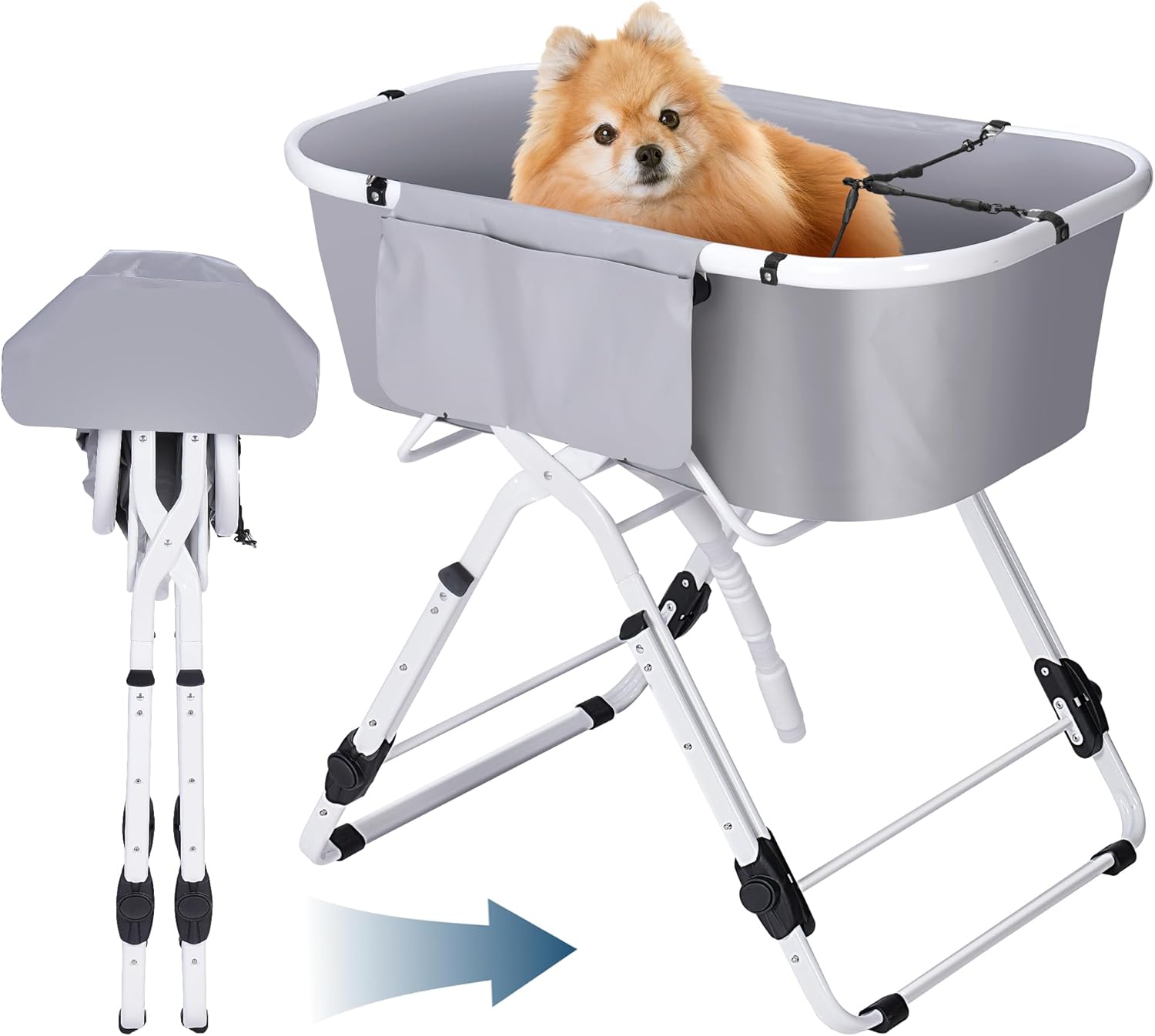 Rengue Portable Dog Bath Tub, 2 in 1 Dog Washing Station for Bathing Shower and Grooming for Small or Medium Size Dogs, Cats and Other Pet Grooming Pets Up to 100 LB Indoor and Outdoor