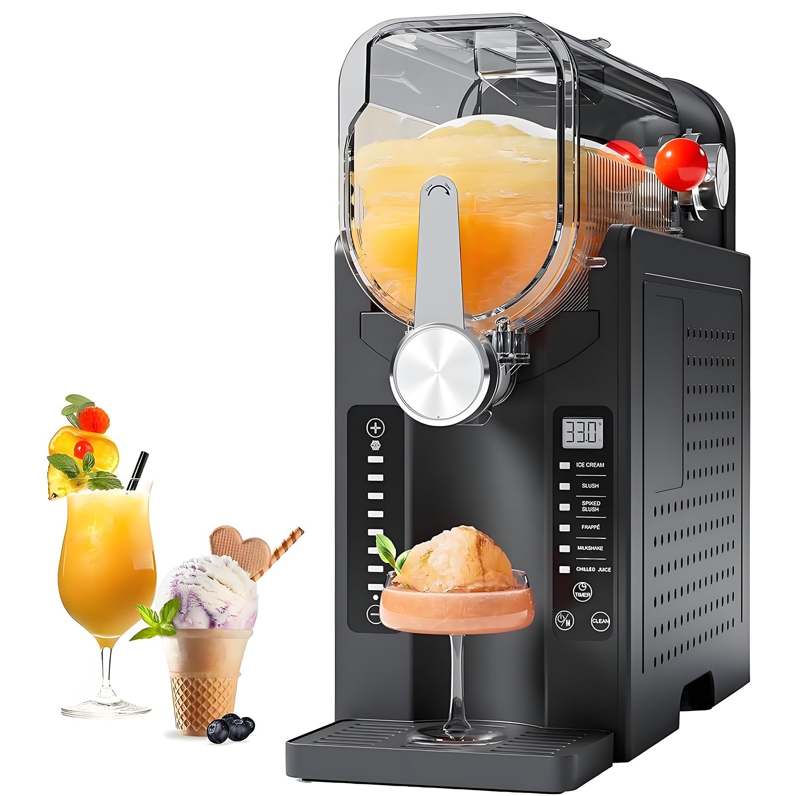 Máquina de granizado de 1.6 l para el hogar, no requiere cubitos de hielo, autolimpieza,6 en 1 máquina de granizado con 6 ajustes para granizados, cócteles, frappé, batidos, vino