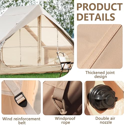 Miniatura 2 de Tienda de campaña inflable para 4 a 6 personas con bomba  Tienda de campaña impermeable para 4 estaciones, tela Oxford 410D con 12 ventanas de