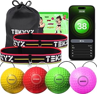 TEKXYZ Boxing Reflex Ball Family Pack, 4 Different Boxing Ball with Headband, Softer Than Tennis Ball, Perfect for Reactio...